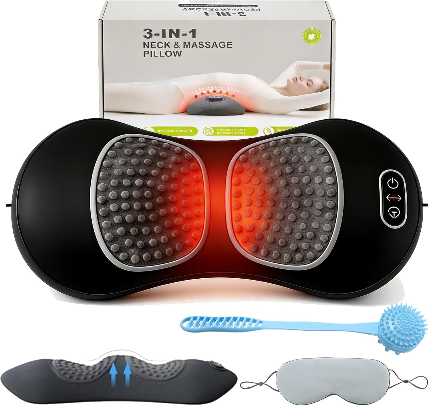 Ergo Pur Back, 2026 Upgrade 3 Zonen Ergo Flow Tiefenmassagegerät, ergonomisches Rückenmassagegerät, unterer Rücken, elektrisches Massagegerät mit Wärme (schwarz)