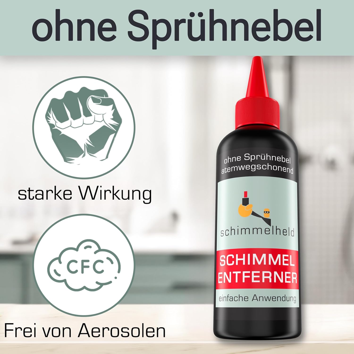 Schimmelentferner-Gel mit Sofortwirkung, ohne schädlichen Sprühnebel, lange Einwirkzeit für Tiefenreinigung, Schimmelentferner Wand, Badezimmer, Küche, Fugen, Waschmaschine (100 ml) – Bild 5