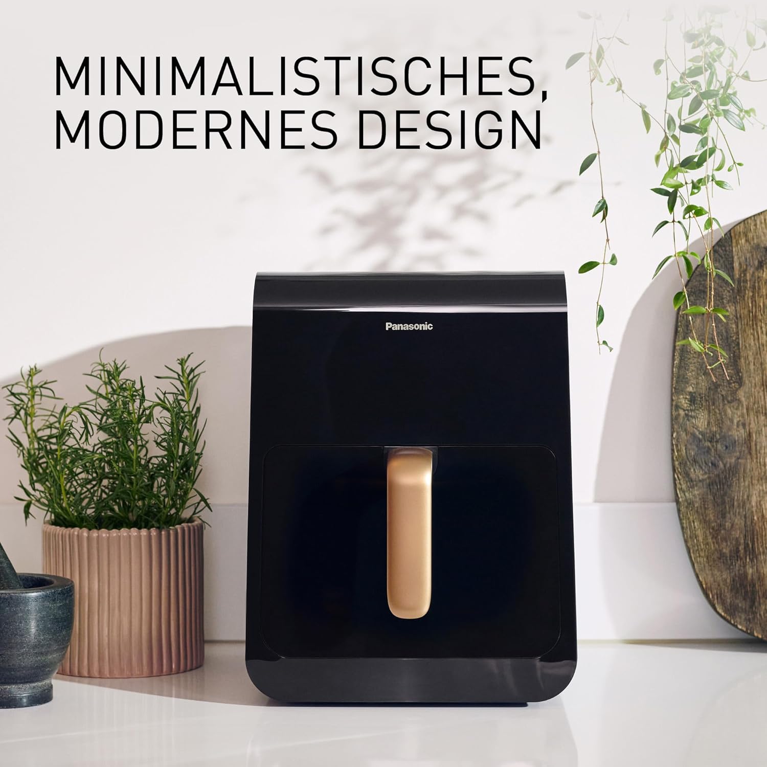 Panasonic NF-CC600AXE Heißluftfritteuse mit Sichtfenster, 6 l, 80–200 °C, digitaler Timer und LCD-Display, sanfte Dampfzugabe, 11 Voreinstellungen, einfache Reinigung, schwarz mit roségoldenem Griff – Bild 11