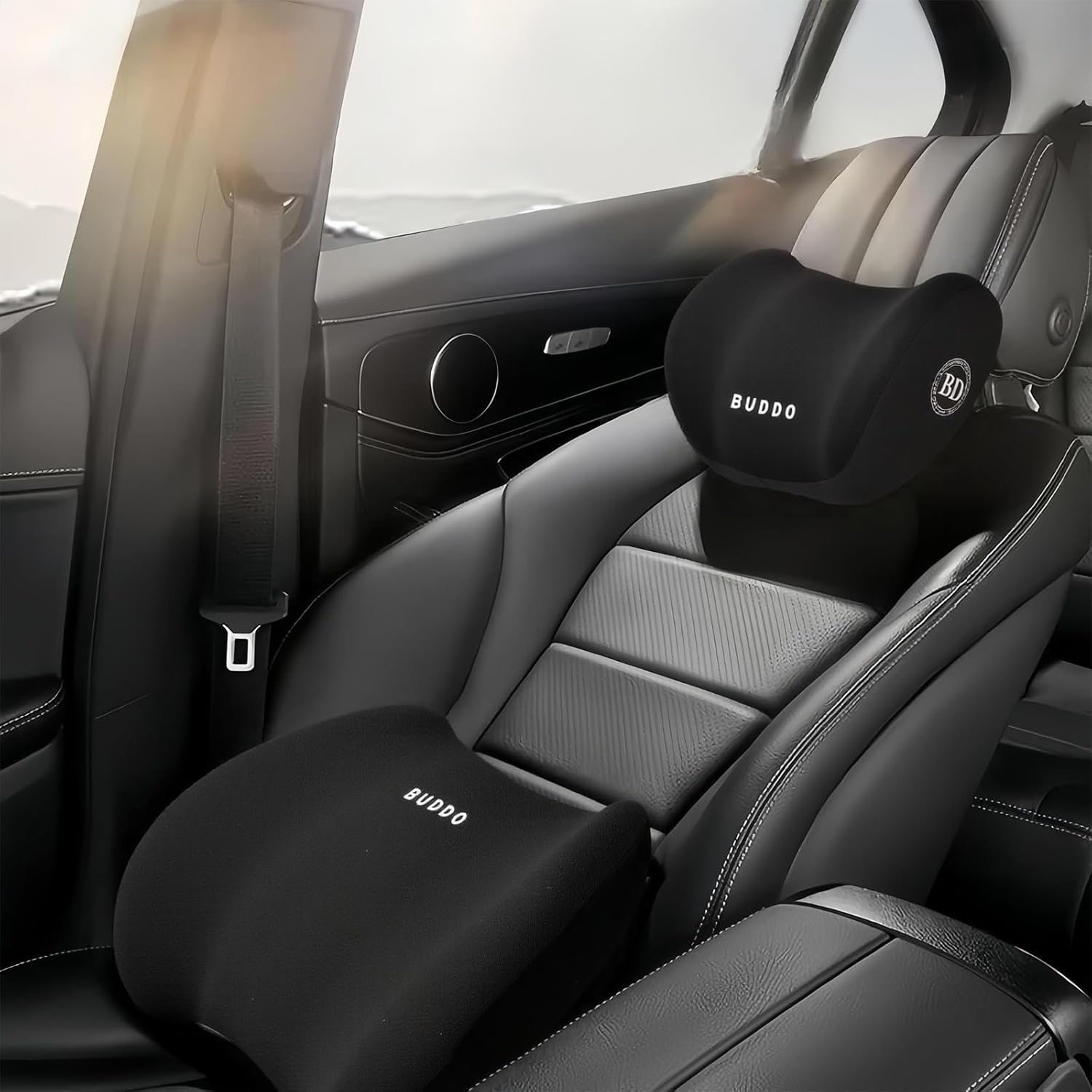 Ergonomische Kopfstütze und Lendenkissen fürs Auto, Lendenkissen, Nackenkissen für Autositze, Memory-Schaum, Auto-Kopfstützenkissen, Lendenwirbelstütze, zur Linderung von Nacken- und Rückenschmerzen – Bild 4