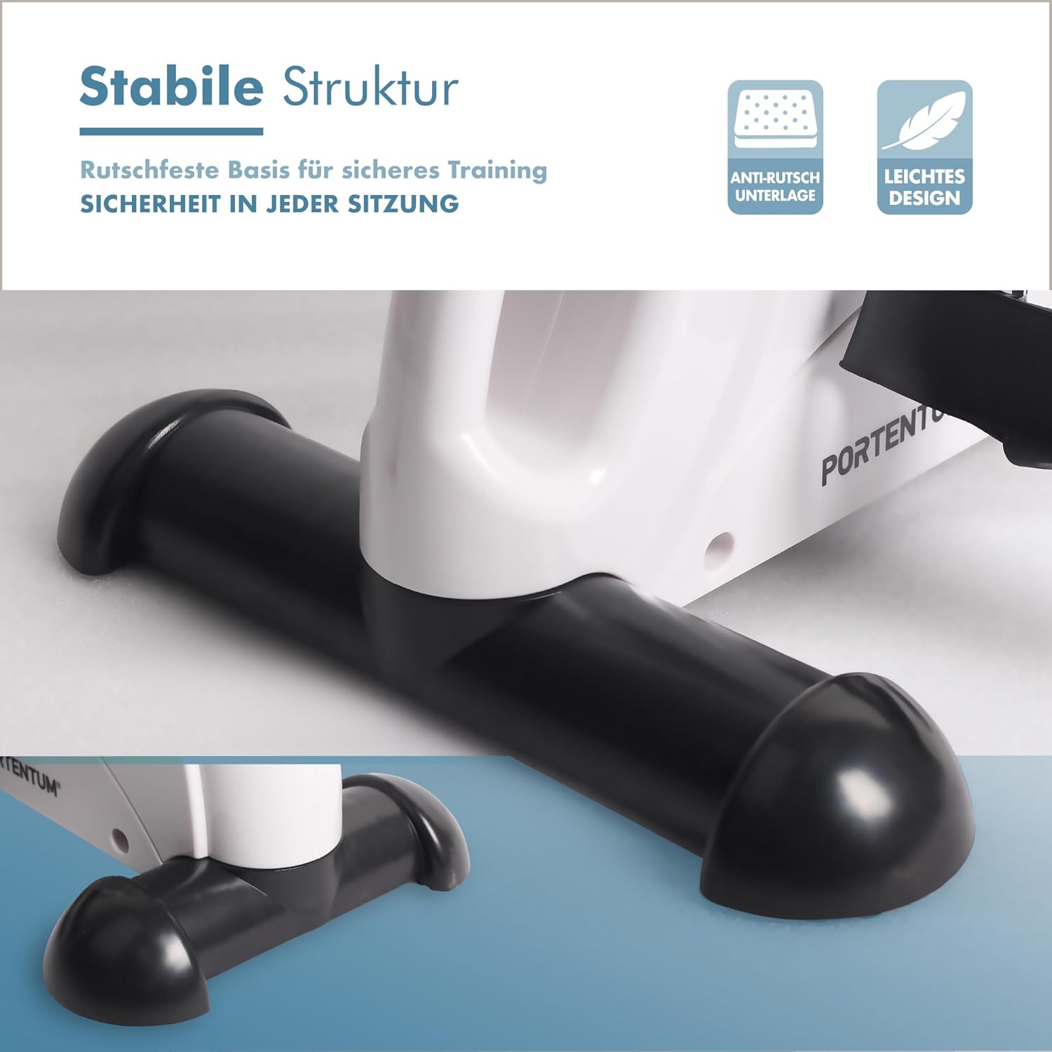 PORTENTUM Pedaltrainer für Senioren mit LCD-Display 6 Funktionen – Sitzender Beintrainer kompakt mit verstellbarem Widerstand und Tragegriff – tragbares Design als Mini-Heimtrainer für Zuhause – Bild 6