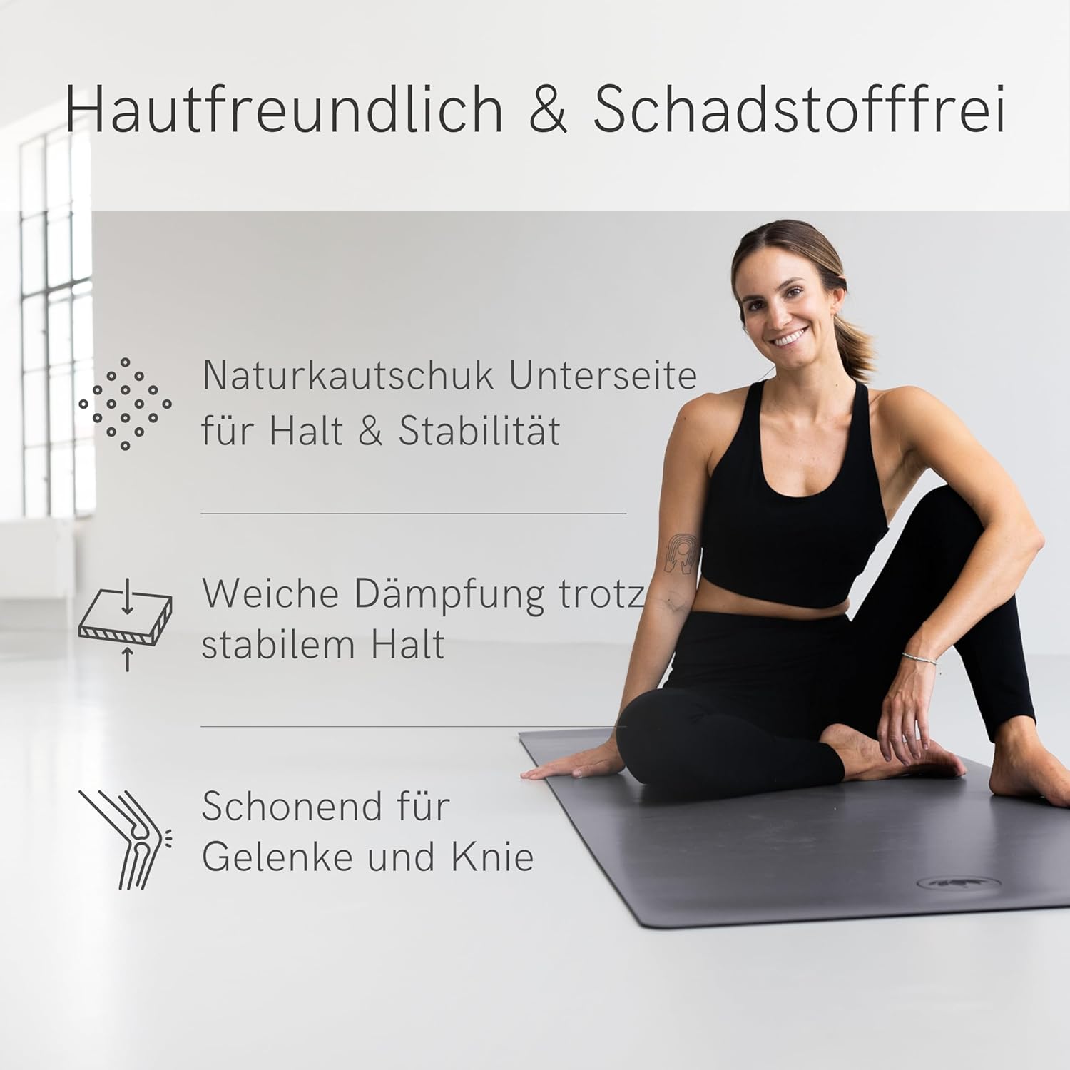Lotuscrafts Yogamatte Pure – extrem rutschfeste PU-Oberfläche – ökologisch aus Naturkautschuk – professionelle Yogamatte ideal für Hot Yoga und Ashtanga Yoga – extra breit (183 x 66 x 0,4 cm) – Bild 4