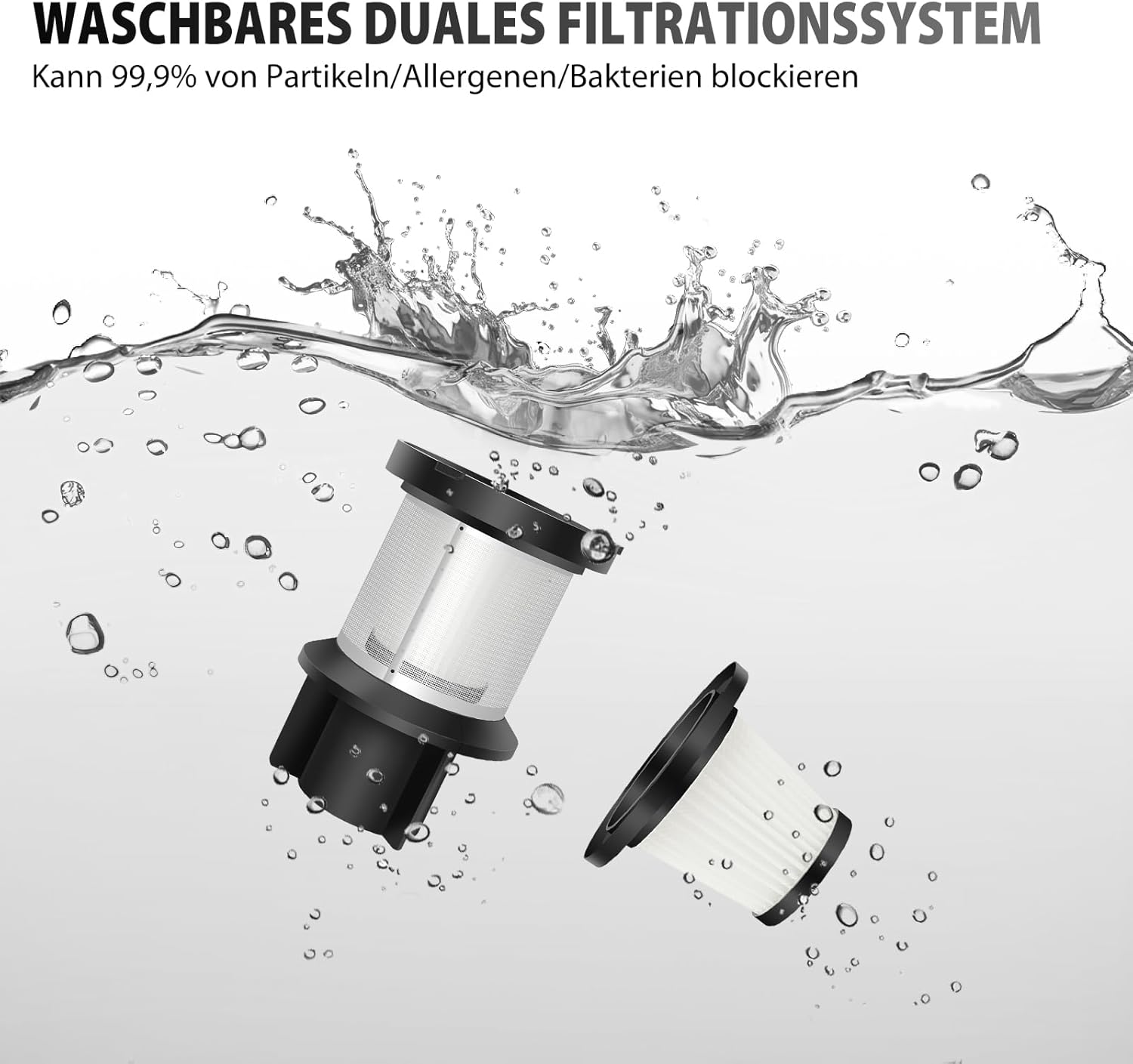 Akku-Staubsauger 45000 Pa/500 W/40 Min, Handstaubsauger, kabelloser selbststehender Tierhaarentferner mit Anti-Tangle-Bürste, leicht, Wandladestation, extrem leise für Tierhaare, Teppich, Hartböden, Auto – Bild 8