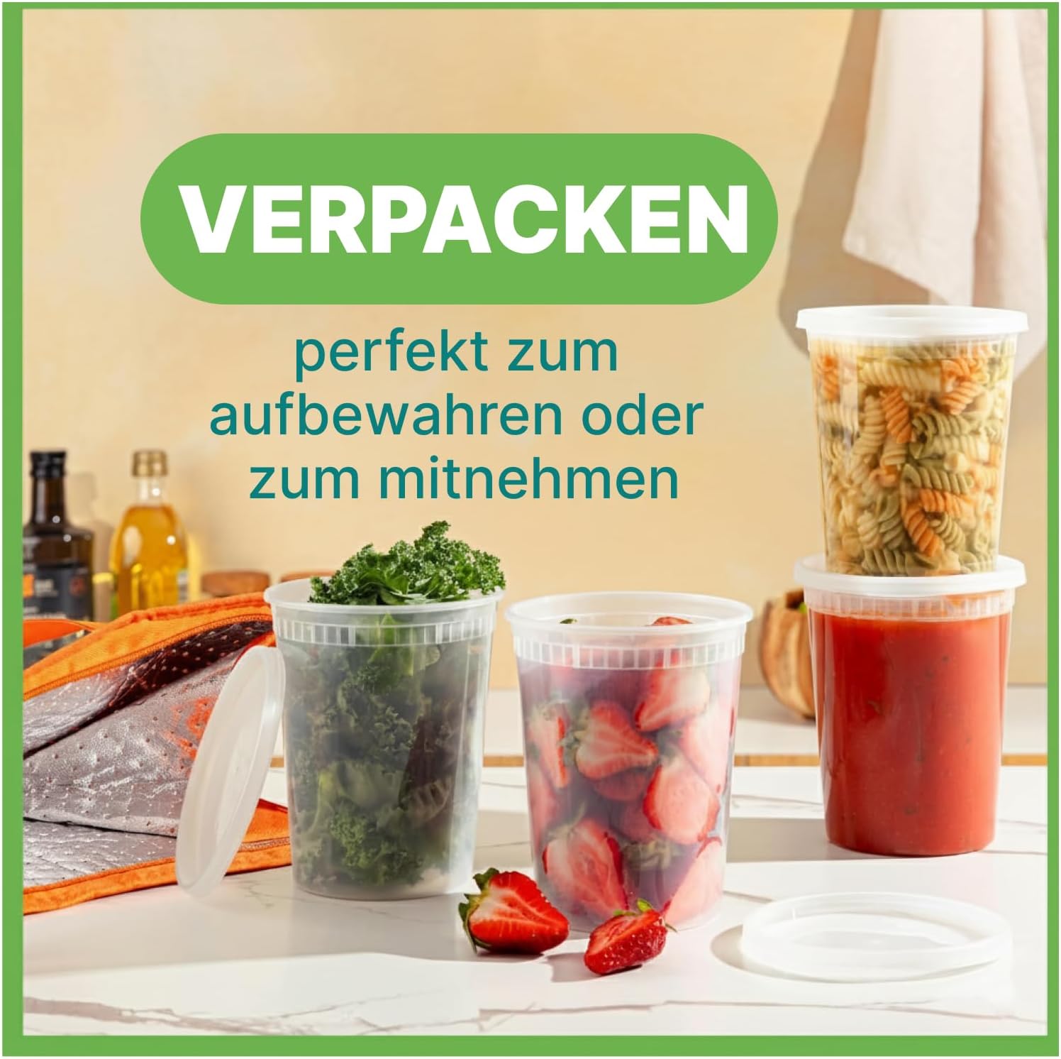 JoyServe 32 oz Deli-Lebensmittelbehälter mit Deckel – (36 Sets), luftdichte Frischhaltedosen zum Mitnehmen in Viertelgröße mit 36 Deckeln, BPA-frei, spülmaschinenfest – Bild 8