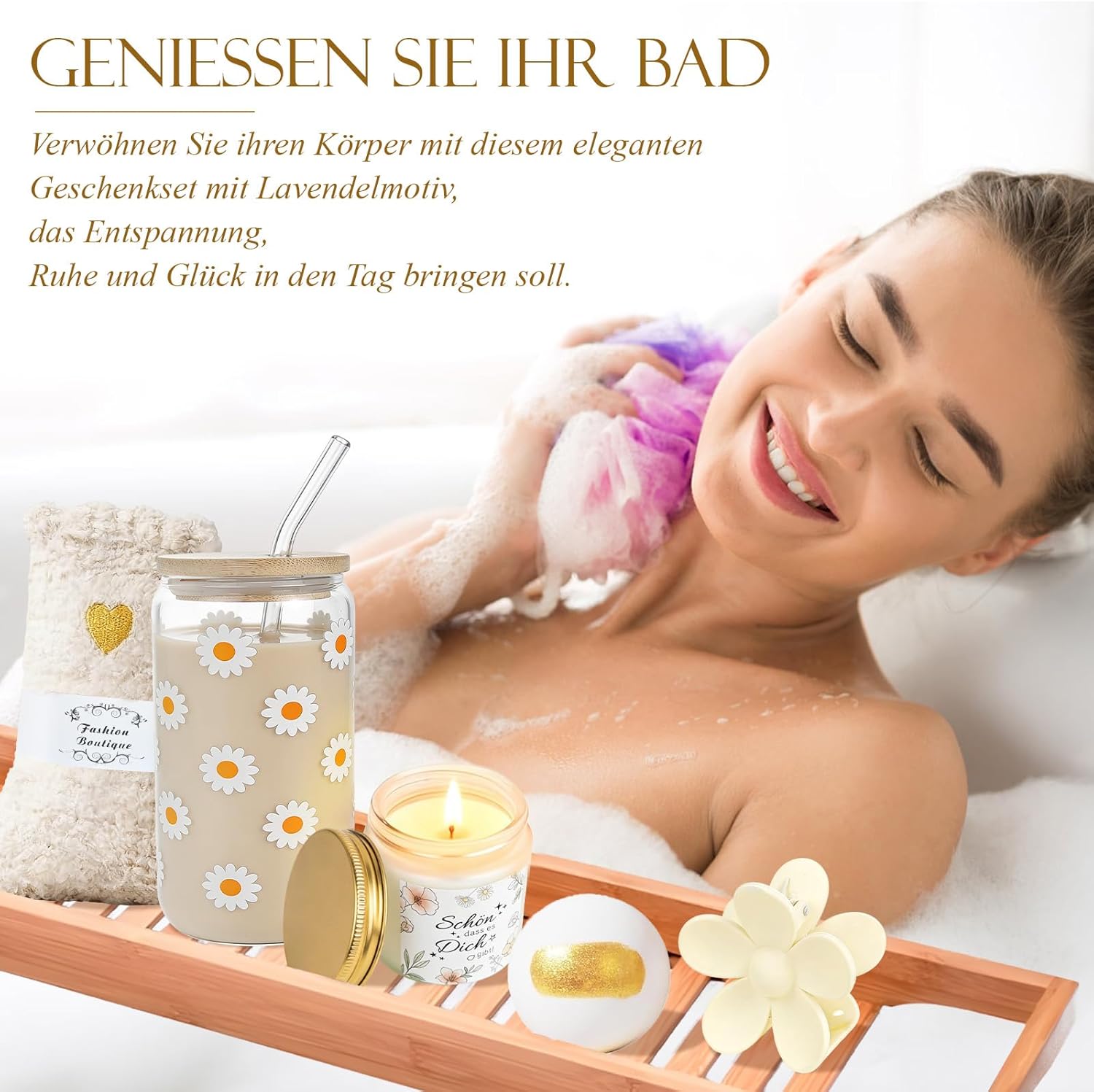 Geschenke für Frauen, Freundin, positives Kartoffel-Geschenkset, Trinkgläser, Geburtstagsgeschenk für Frauen, Mama, Schwester, Kollegin, Wellness-Entspannungsgeschenk mit Duftkerze – Bild 4