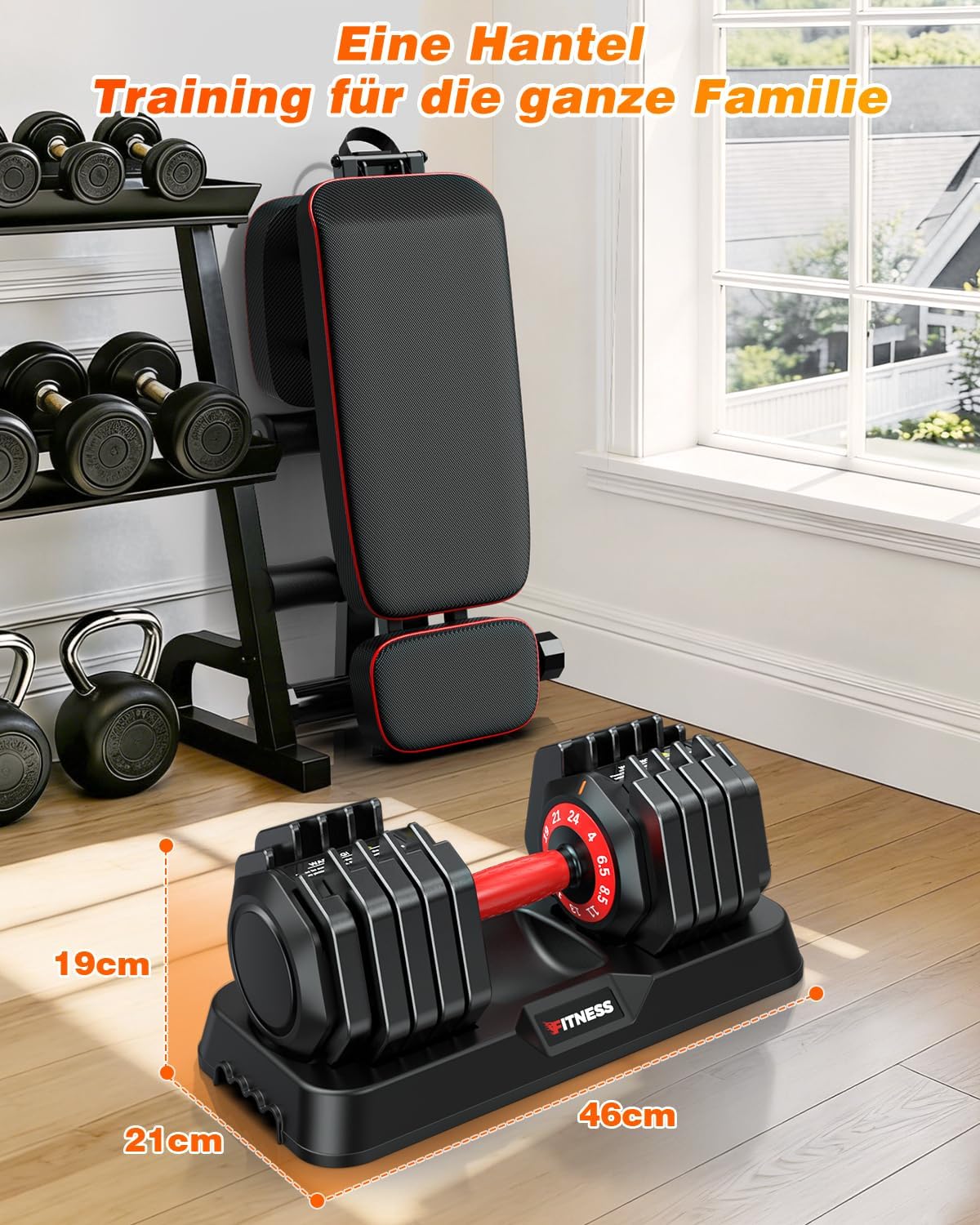 Rendpas verstellbares Hantelset | 5 & 10 Gewichtsstufen | 2–24,5 kg verstellbare Hanteln | Platzsparend für das Heim-Fitnessstudio – Bild 7
