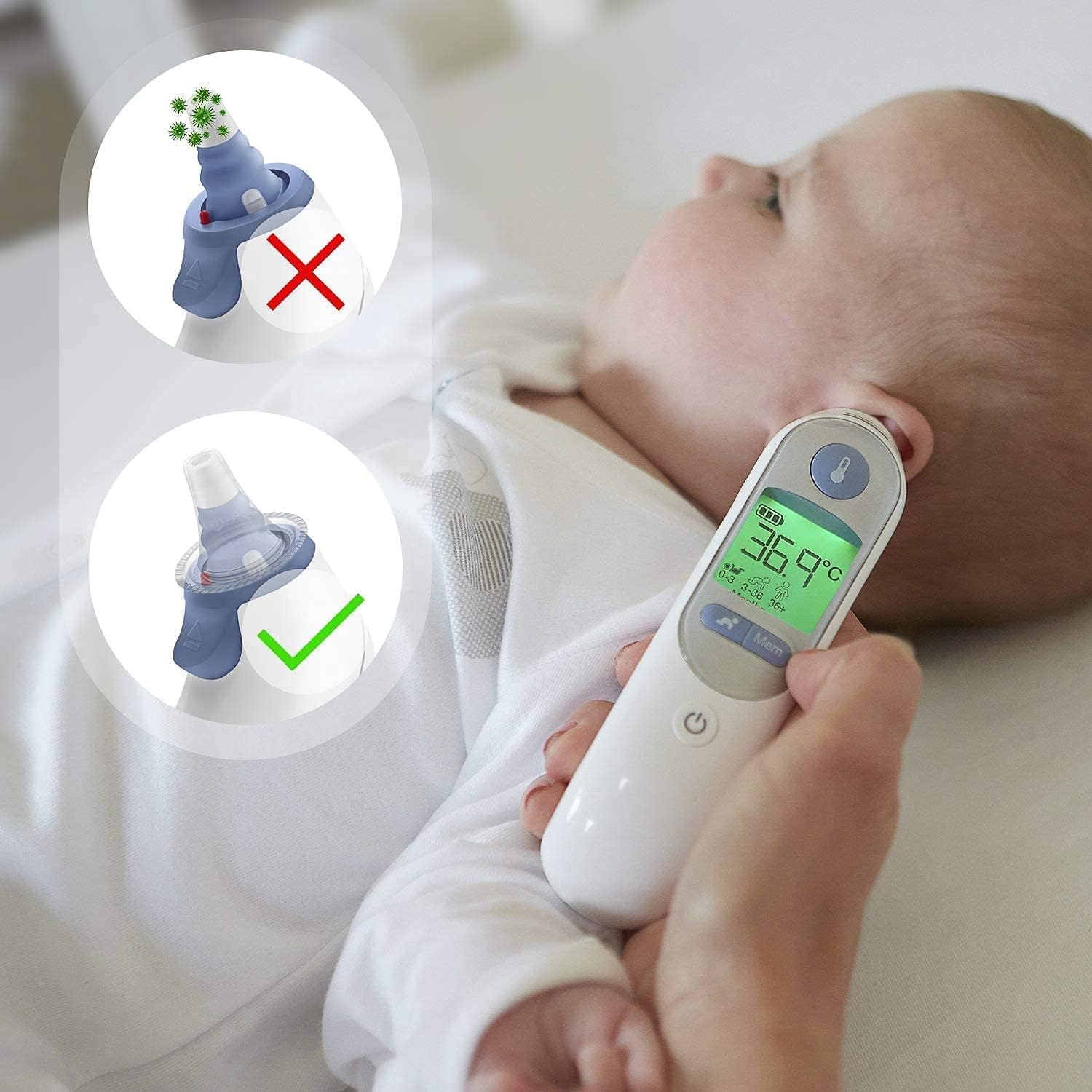 400 Stück Braune Fieberthermometer-Schutzkappen, Fieberthermometer-Ohrthermometer-Ersatzschutzkappen für alle Braun-Modelle Ohrthermometer und andere Arten von digitalen Thermometern – Bild 2