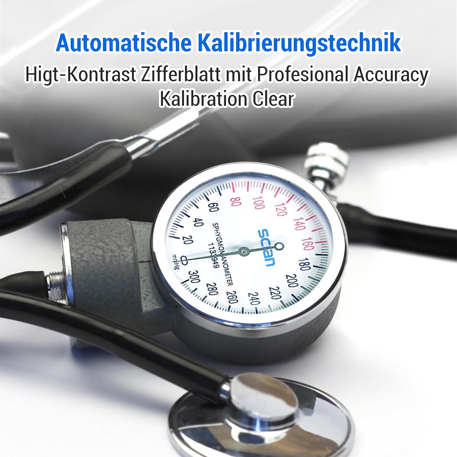 SCIAN Manuelles Blutdruckmessgerät mit Stethoskop – Aneroid-Blutdruckmessgerät zur Messung am Oberarm, medizinische Versorgung mit Tragetasche für Krankenschwester, Arzt, ältere Erwachsene (schwarz) – Bild 3