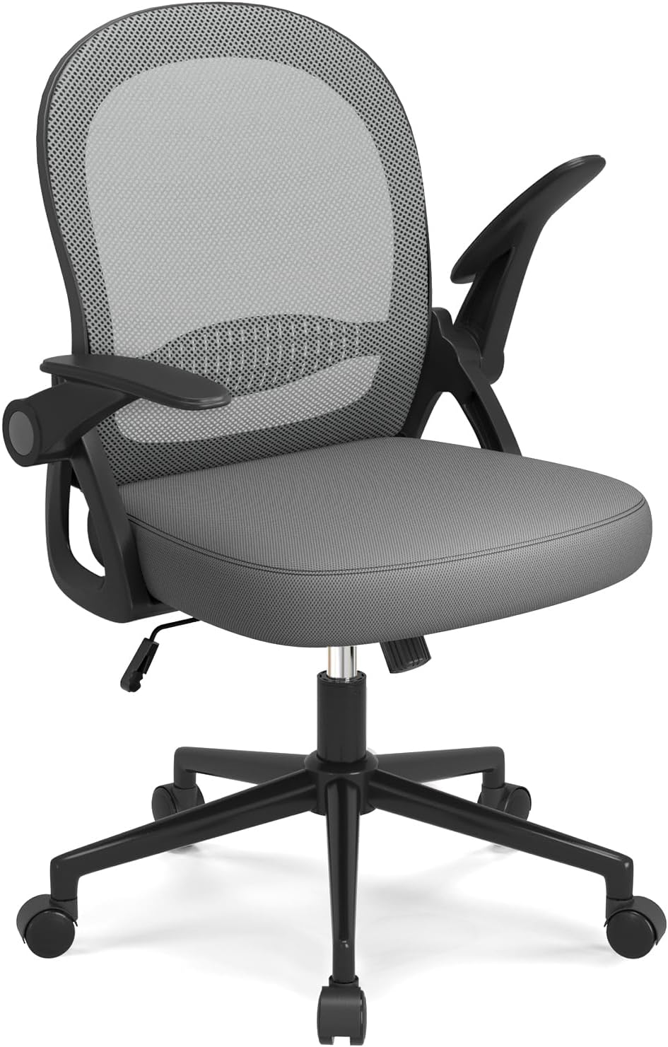 naspaluro Bürostuhl, ergonomischer Schreibtischstuhl mit atmungsaktiver Netzpolsterung, hochklappbare Armlehnen, höhenverstellbarer Computerstuhl, leichter Stuhl, 360°-Drehstuhl, dunkelgrau