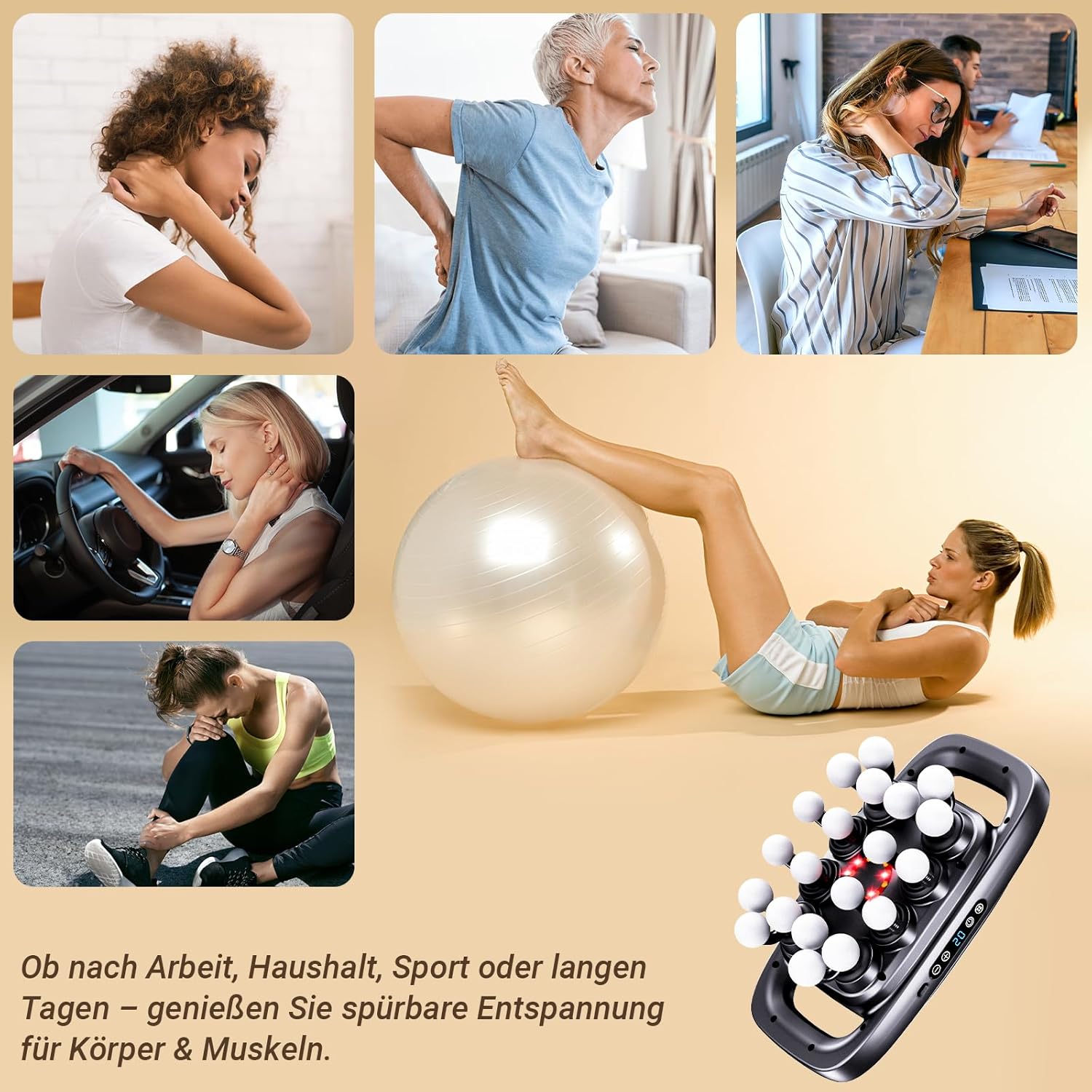 Massagepistole mit 20 Köpfen, 3 Modi und 30 Geschwindigkeiten – Intensives Tiefengewebemassagegerät für Sport, Muskelregeneration und große Muskelgruppen – Bild 7