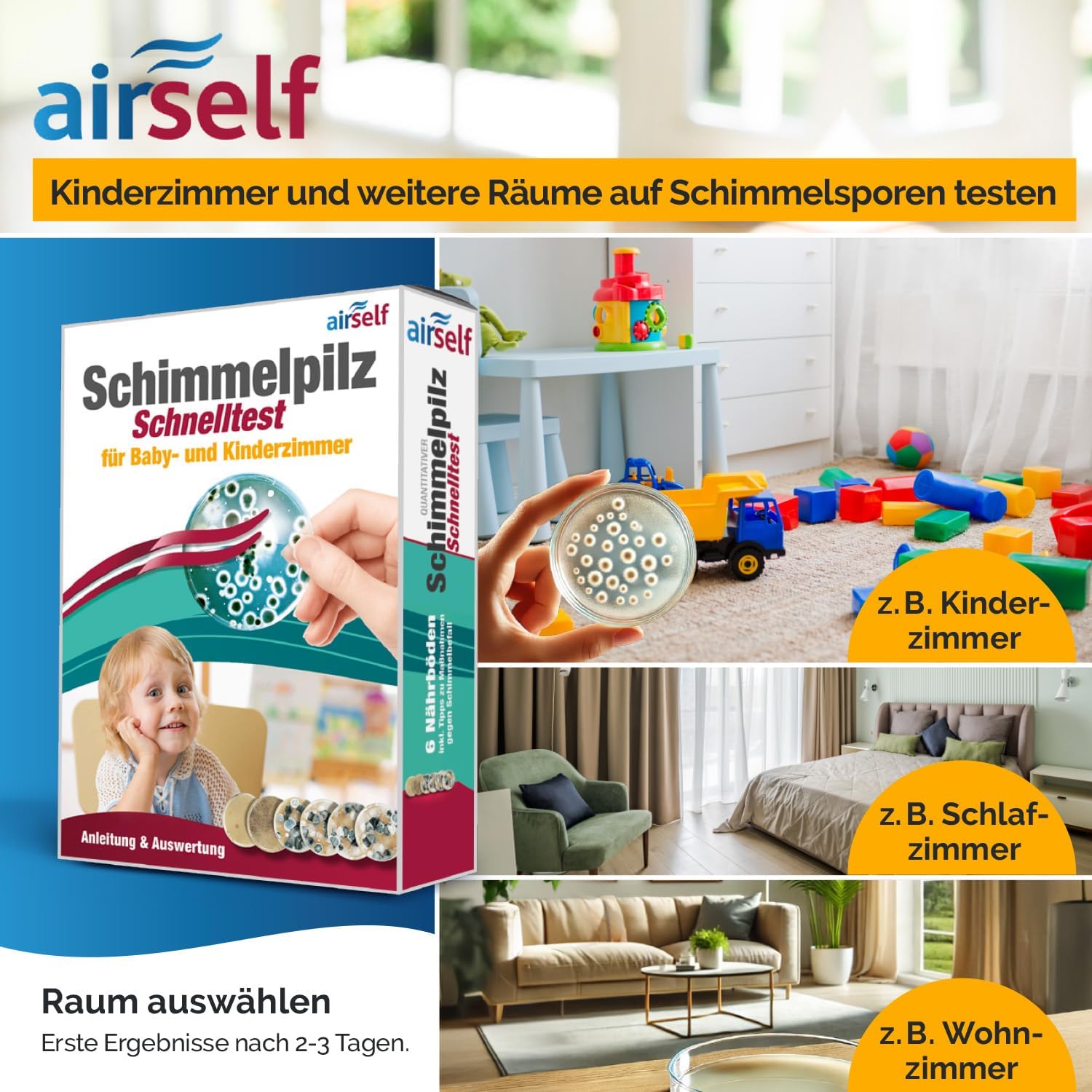 Schimmeltest für Baby- und Kinderzimmer – Schimmeltest zur Bestimmung der Schimmelbelastung in der Raumluft – Schnelltest für zu Hause – Bild 3