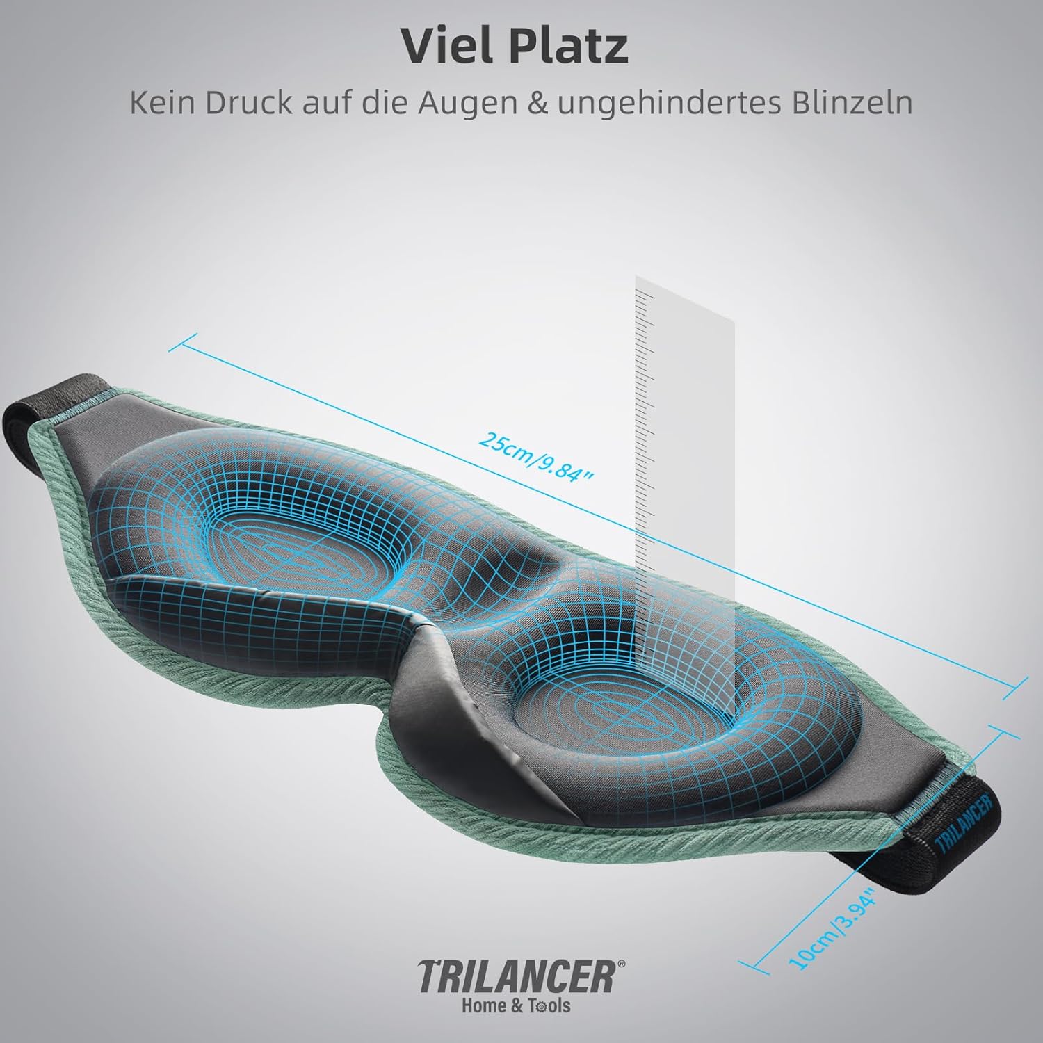 2026 Innovative Schlafmaske für Männer und Frauen, 99,99 % lichtblockierend, ergonomisch, verstellbare Augenmaske mit Ohrstöpseln, Schlaf, Nickerchen, Meditation, Reisen, bequemer Schlaf (Seegrün) – Bild 4
