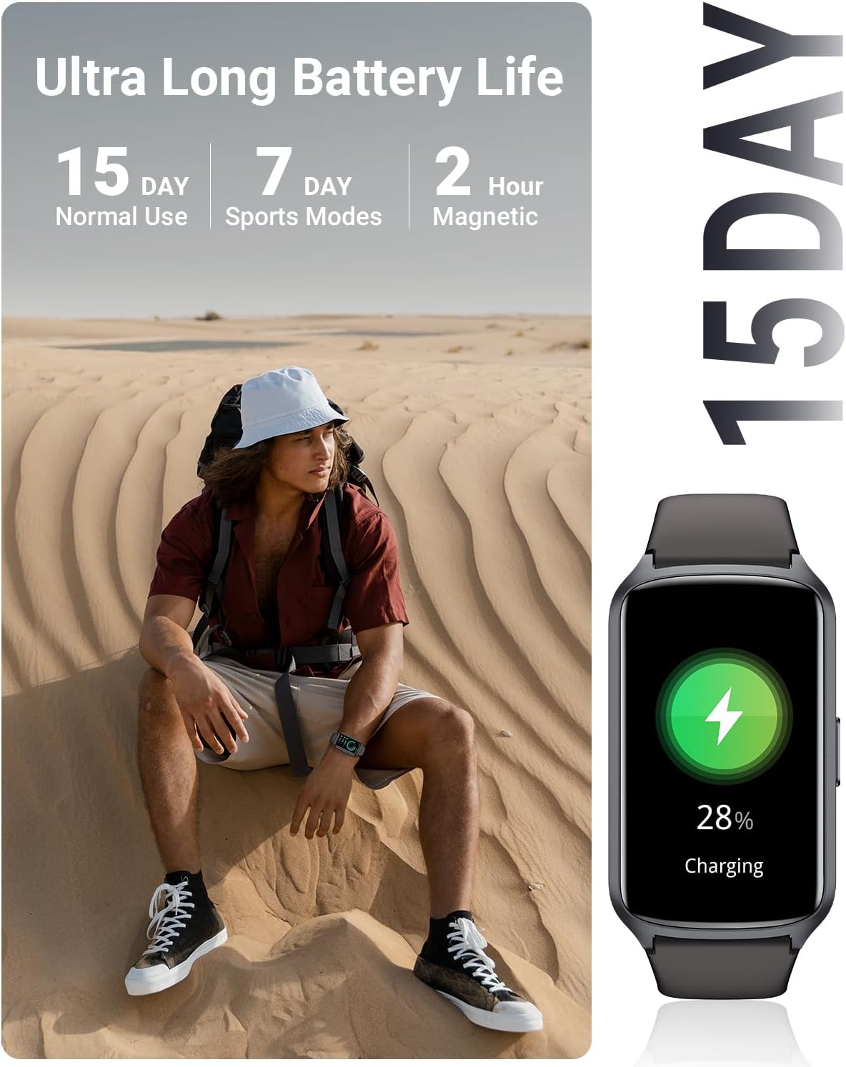 Fitness-Tracker/Uhr für Damen und Herren, bis zu 7 Tage Akkulaufzeit, über 20 Trainingsmodi, SpO2-Tracking, Schlafmonitor, Herzfrequenzmesser, Schrittzähler, wasserdichter Aktivitäts-Tracker mit 5 ATM – Bild 5