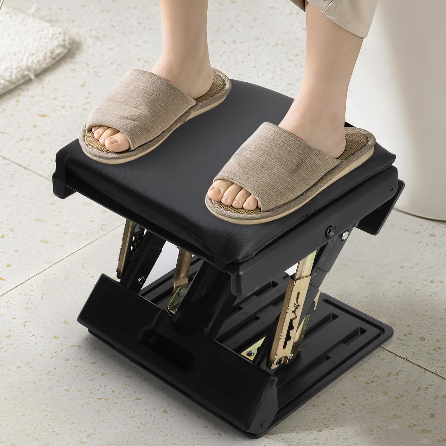 MYOYAY Fußstützen-Schreibtisch, verstellbarer Fußhocker, 4 höhenverstellbar mit Massage und weichen, ergonomischen rutschfesten Fußstützen für Büro, Auto, Zuhause, Reisen – Bild 8