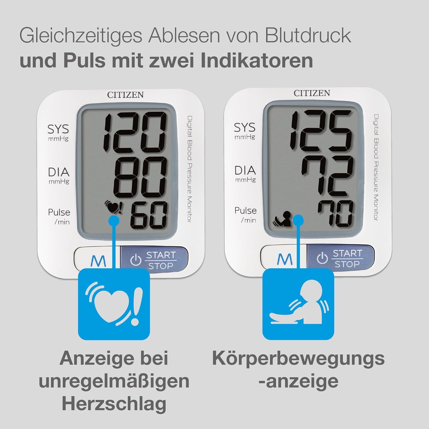 CITIZEN CHU650 Digitales Handgelenk-Blutdruckmessgerät, extra großes Display mit hohem Blutdruck, Puls- und Herzfrequenzanzeige, 60 Speicherplätze, einfache Verwendung zu Hause – Bild 3
