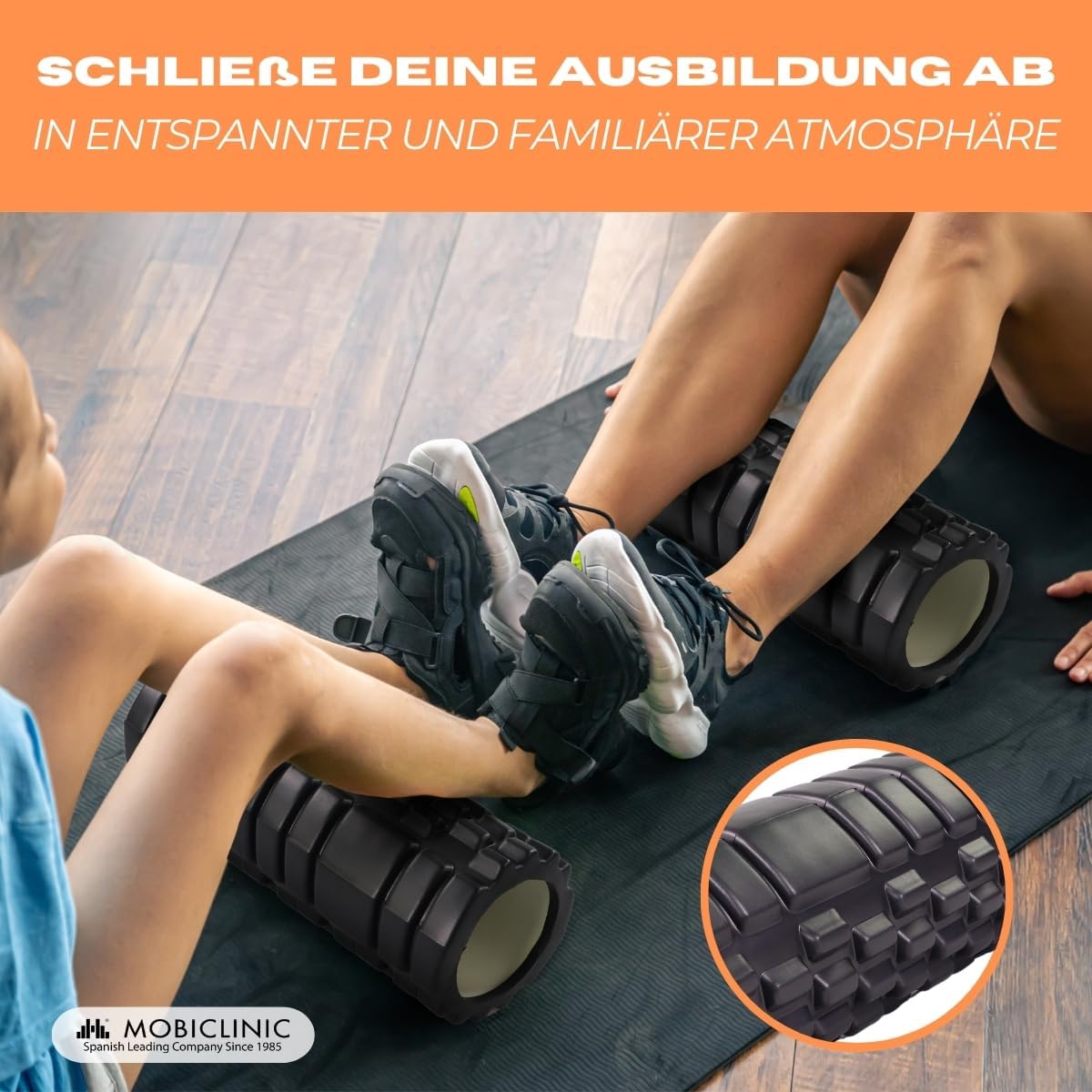 Mobiclinic Fitness, Faszienrolle, Fitroller, Schaumstoff und EVA, 14 x 33 cm, Pilates, Yoga, Dehnübungen, tragbar, multifunktional, europäische Marke, für den gesamten Körper, 3 Intensitätsstufen – Bild 3