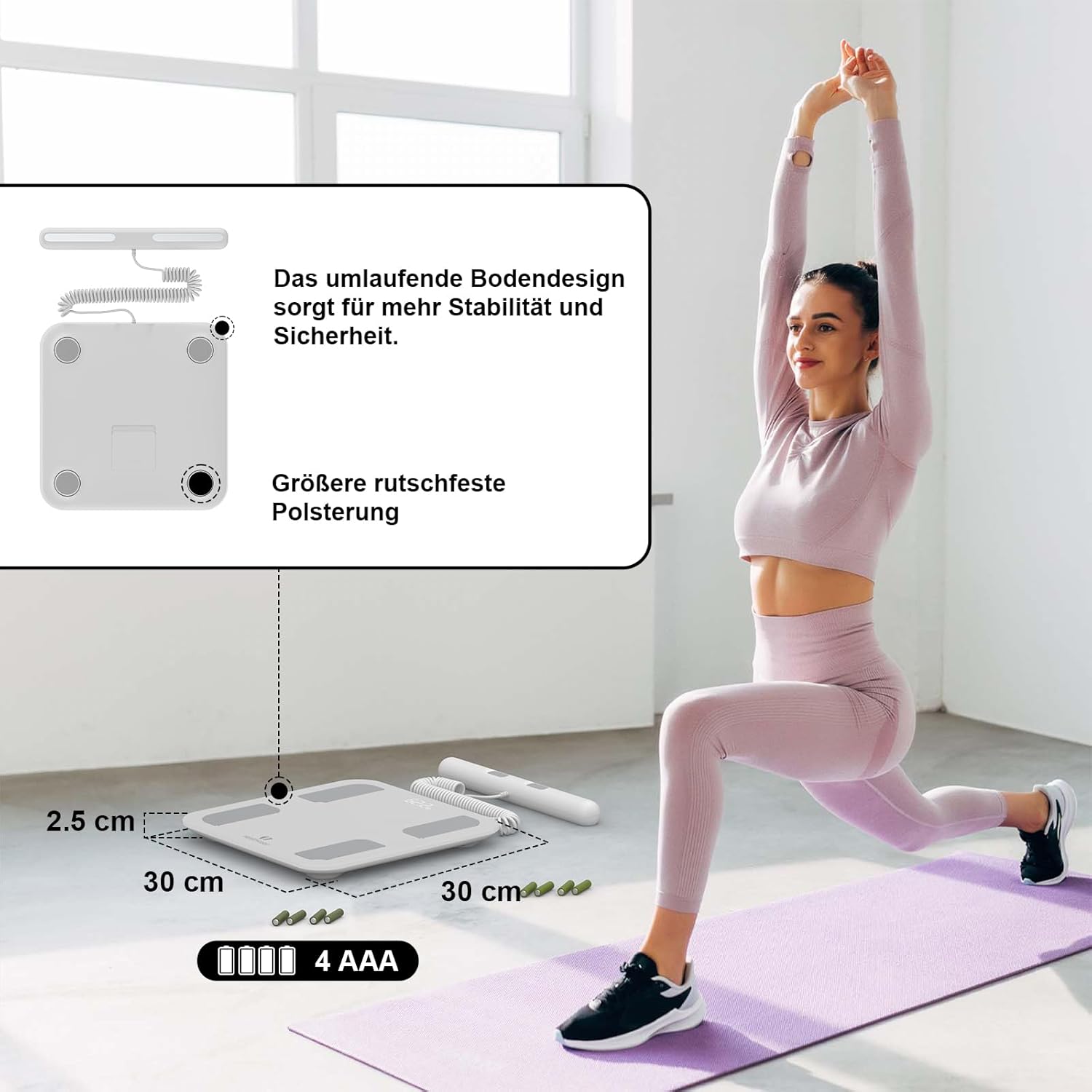 Körperfettwaage, digitale Personenwaage, Bluetooth mit 8 Elektroden, Ganzkörper-Analysewaage mit App und Handsensoren, intelligente Körperwaage für 18 Körperdaten, analysiert BMI, Gewicht, Muskelmasse – Bild 8