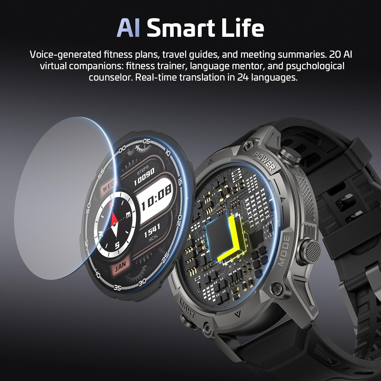 SOUYIE Herren-Smartwatch mit GPS, Offline-Karten und 6 Satelliten-Navi, 5ATM wasserdicht, 21-Tage-Akku, KI-Sprachassistent, 178 Sportmodi, Fitness-Tracker mit Herzfrequenzmesser und Schlafmonitor für – Bild 7