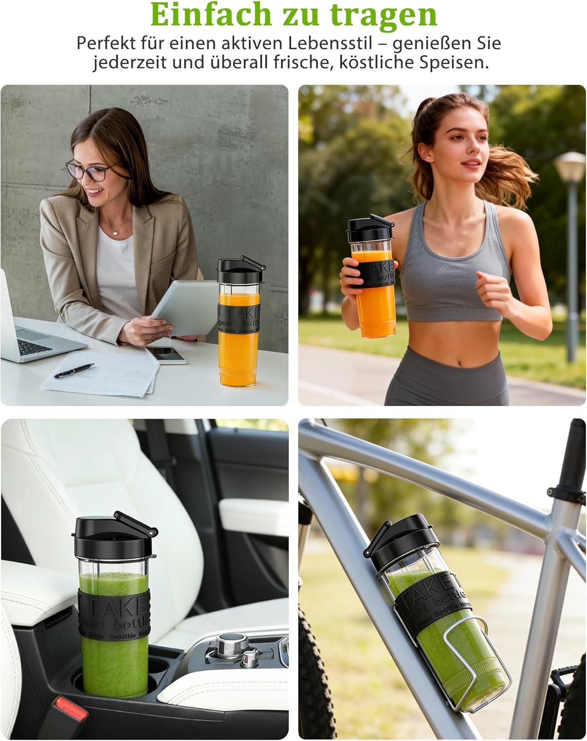 Mixer, 700W Smoothie Maker, Standmixer & Mixer Smoothie Maker, Multifunktions-Smoothiemaker/Fleischzerkleinerer/Ice Crusher/Kaffeemühle mit 570ml Sport-Flasche BPA frei Tritan – Bild 6