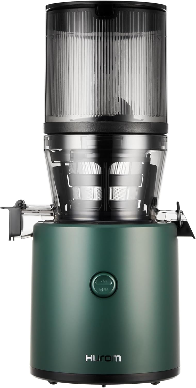 Hurom Slow Juicer | Entsafter für Gemüse und Obst | H320N | Elektrische Kaltpresse | Leiser Motor | Leicht zu reinigen mit großem Behälter und Siebfilter 2 L | 200 Watt | BPA-frei | Dunkelgrün