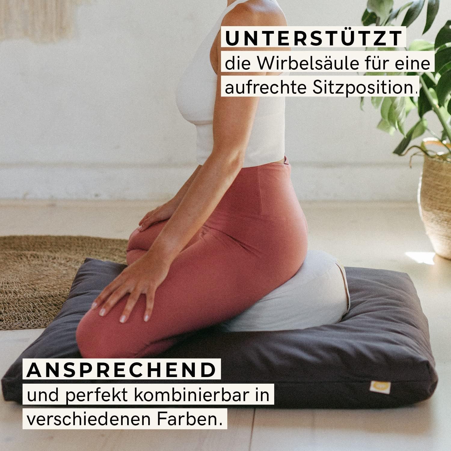 Lotuscrafts Meditationskissen LOTUS – Höhe 15 cm – Dinkelfüllung – waschbarer Bezug aus Bio-Baumwolle – Bodenkissen Meditation – Yogakissen – Meditationskissen – Yogakissen – GOTS zertifiziert – Bild 5