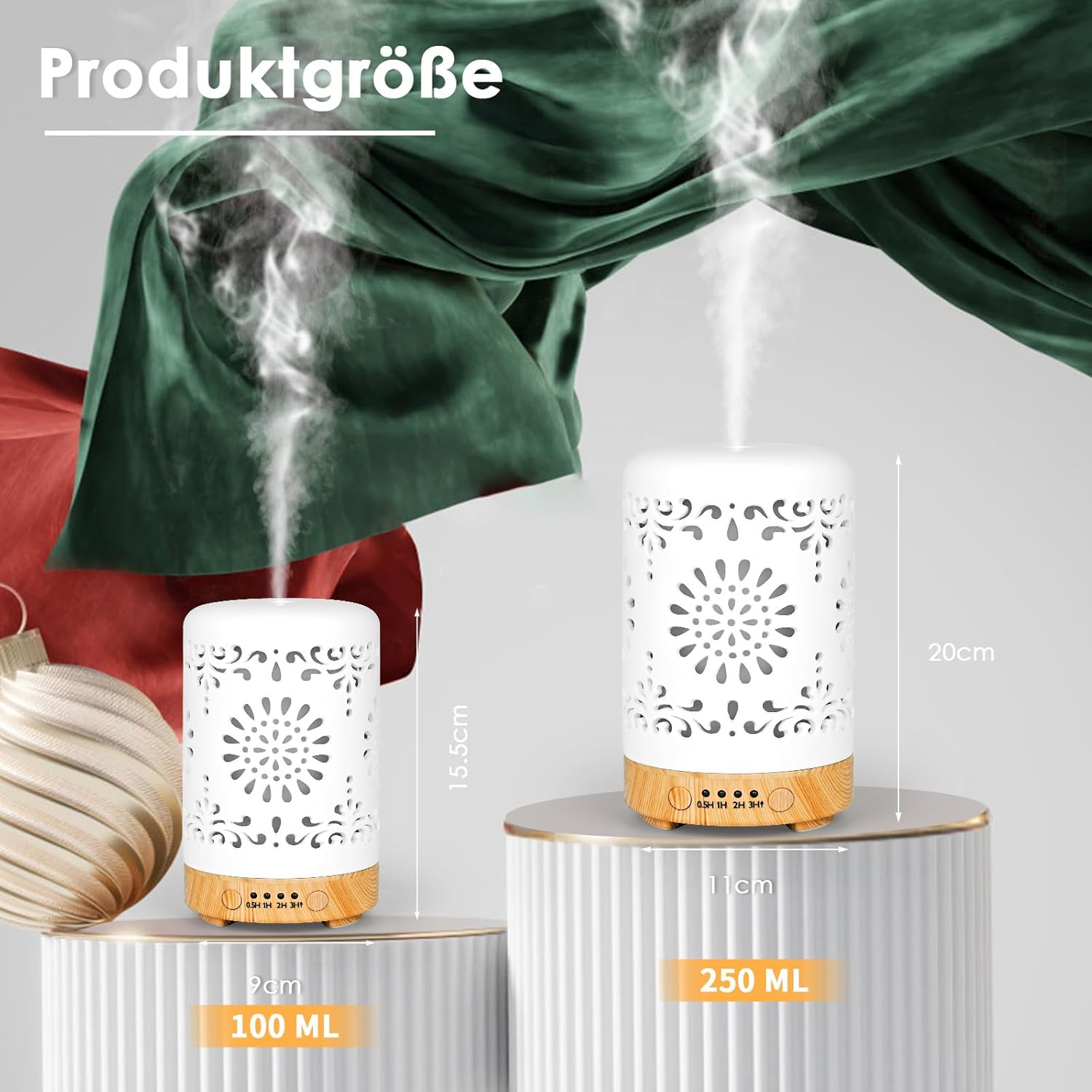 Aromadiffusor für ätherische Öle, 100 ml, Ultraschall-Luftbefeuchter, Duftöl, Ölbrenner, Aromatherapie-Diffusor für Yoga, Büro, Schlafzimmer, Weiß – Bild 7