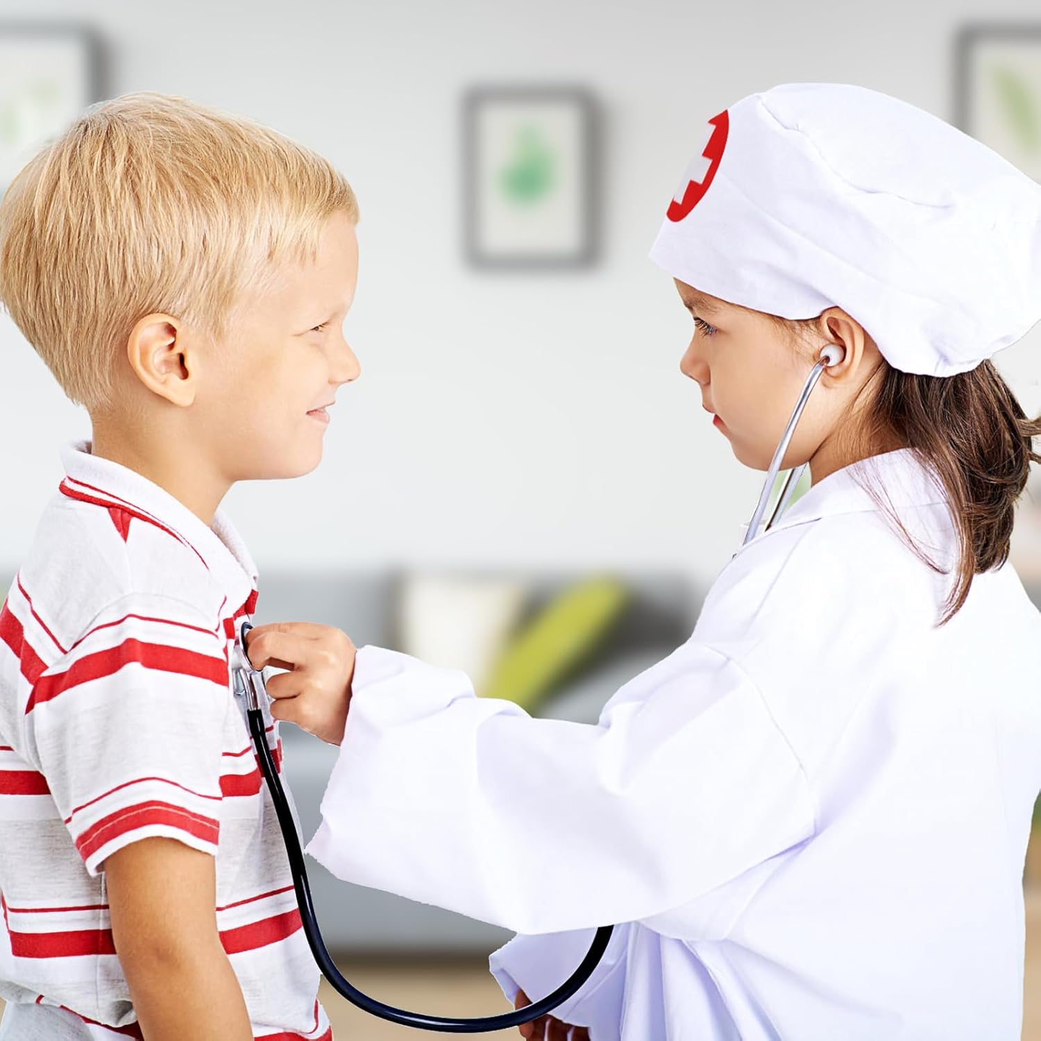 EFO SHM Kinder-Arztkoffer aus Holz, 34-teiliger Arztkoffer, Kinder mit Stethoskop, Spritze, Thermometer, tragbare Arzttasche, Rollenspiel, Kinderarztspiele Spielzeug ab 3 Jahren – Bild 2