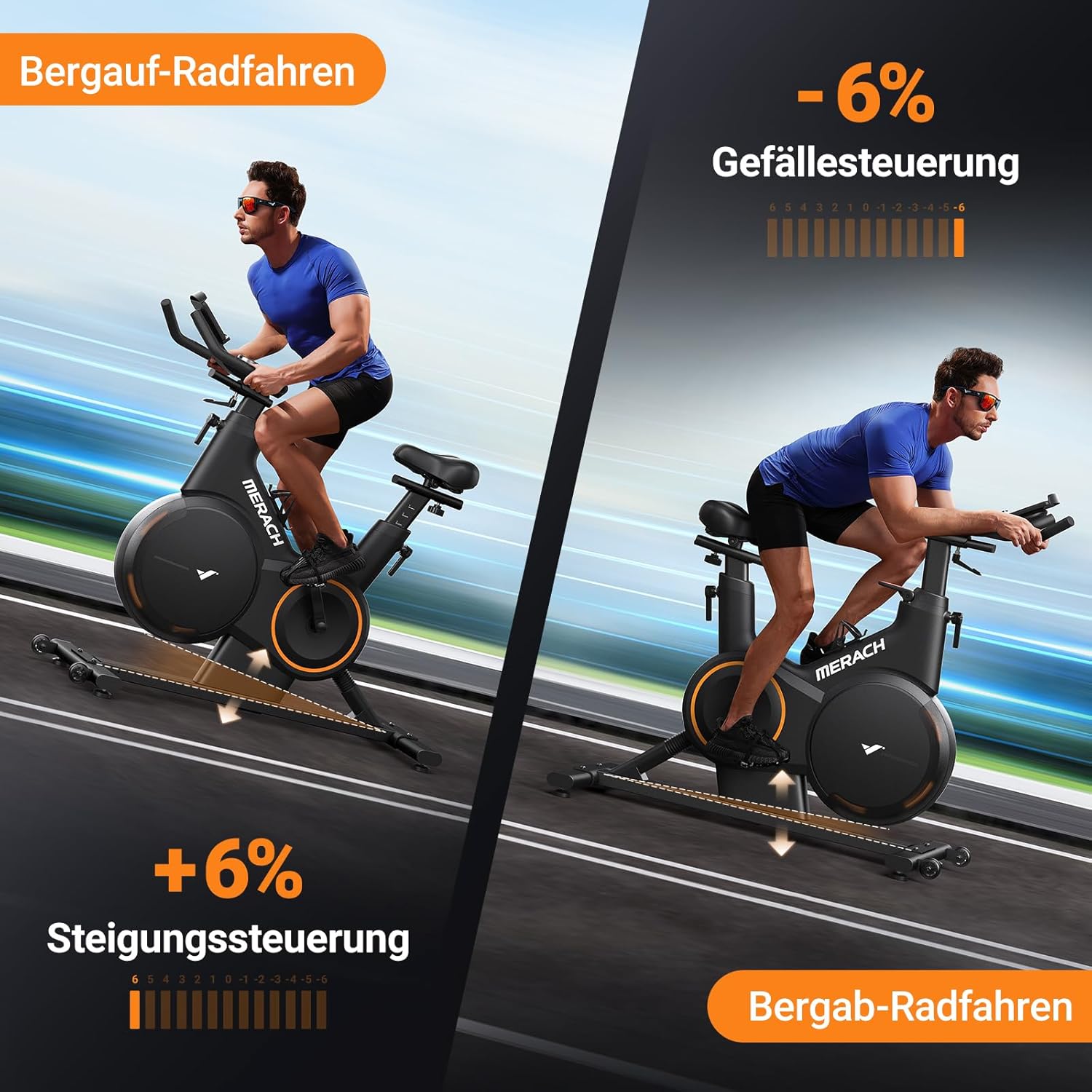 MERACH Heimtrainer, Bremsbelag/magnetisches stationäres Rad mit exklusiver App, geräuscharmes Indoor-Fahrradrad mit 270 Pfund Gewichtskapazität, Hantelständer und Fitnesskurse zur Gewichtsreduktion – Bild 2