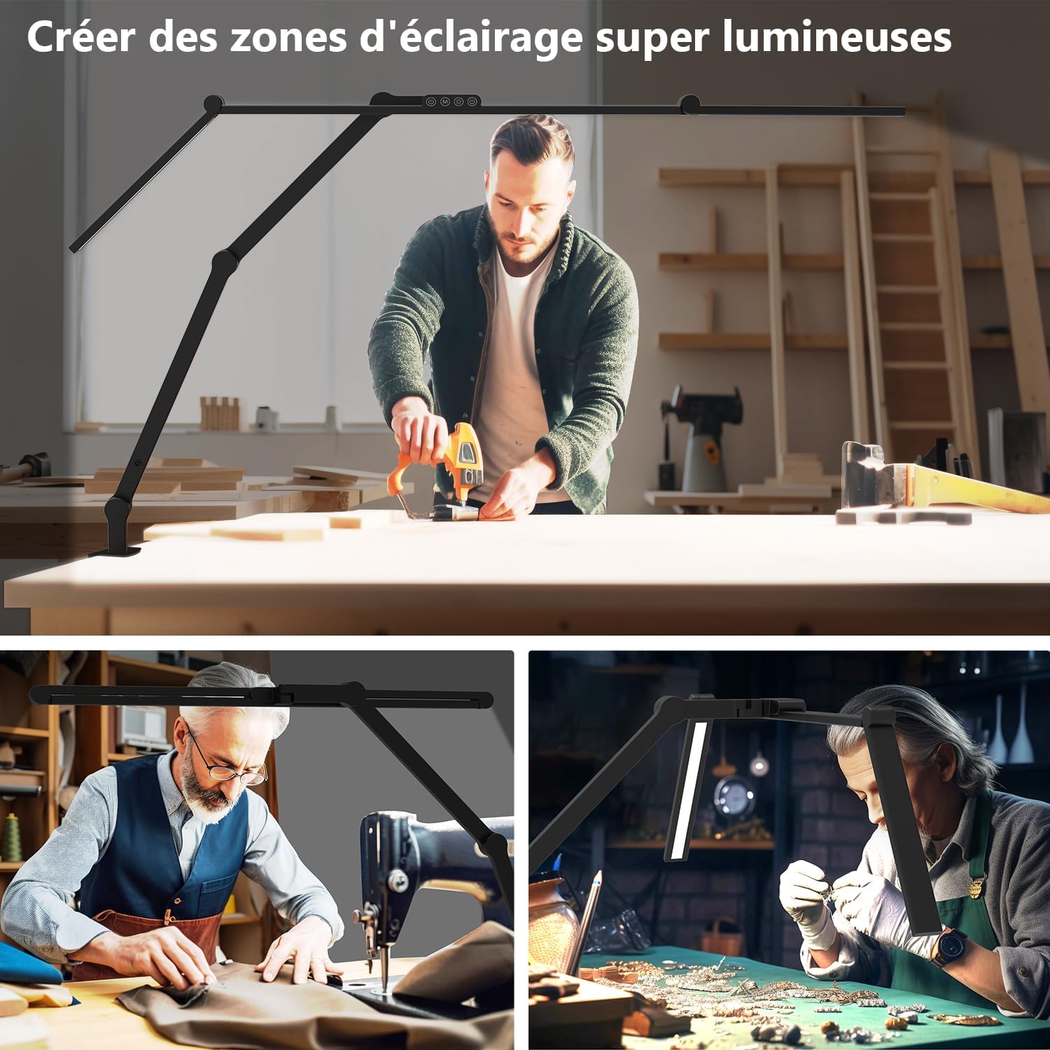 EPABINA Die 3000 Lumen Schreibtischlampe Klemmbar, 36W LED Dimmbare Tageslichtlampe, Drehbare Tischlampe, 120cm Monitorlampe mit automatischer Schreibtischbeleuchtung zum Zeichnen – Bild 4