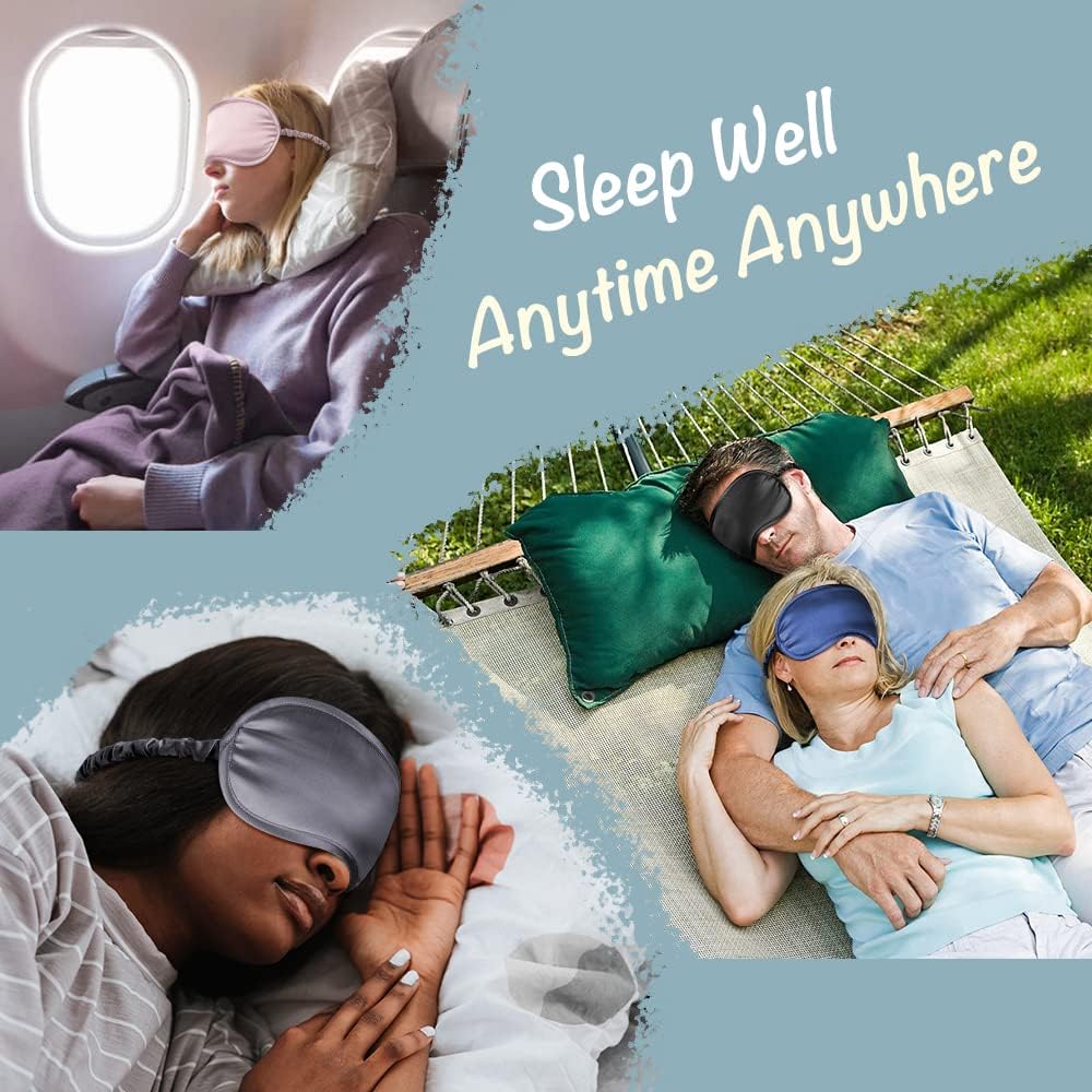 LULUSILK Schlaf-Augenmaske und Augenbinde aus 100 % Seide mit elastischem Band/Kopfbedeckung, super glatte Augenmaske für den ganzen Nachtschlaf, Reisen, Nickerchen (Pink) – Bild 5