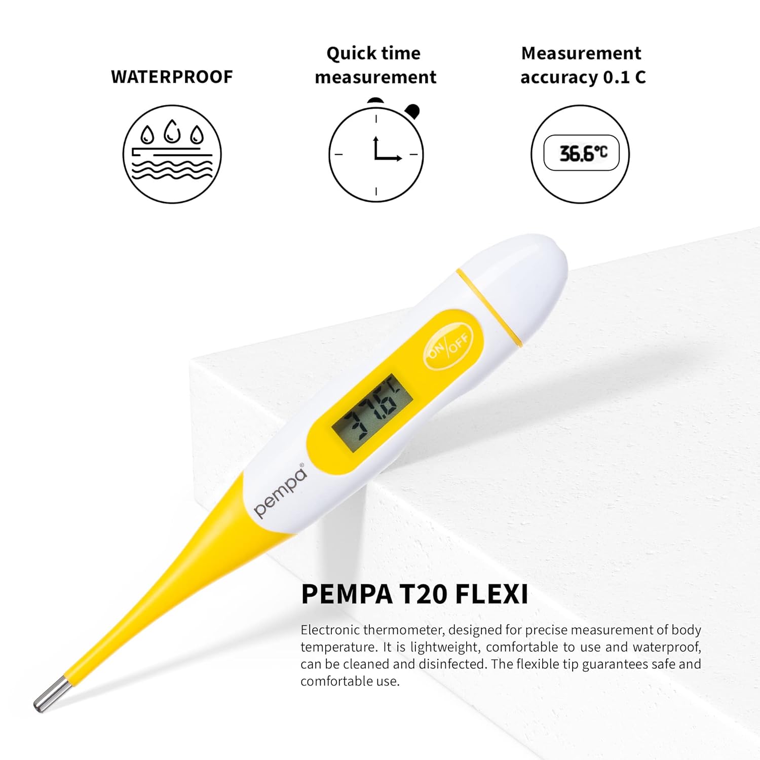 Digitales Fieberthermometer, rektales, orales Achselthermometer, wasserdichtes Thermometer mit flexibler Spitze, genaue und schnelle Messwerte – Bild 3
