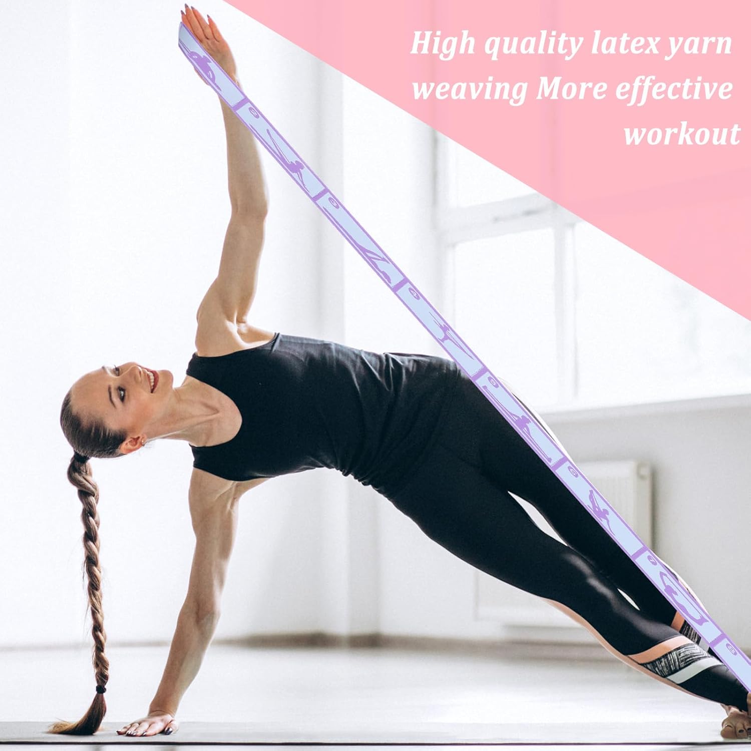 Yoga-Stretching-Band mit 8 Schlaufen, Yoga-Stretching-Gurt, Fitness-Bänder, Fitness-Stretchband mit Schlaufen, Stretch-Gurt, hochelastisches Gymnastikband, Upgrade Extend Tension Band – Bild 7