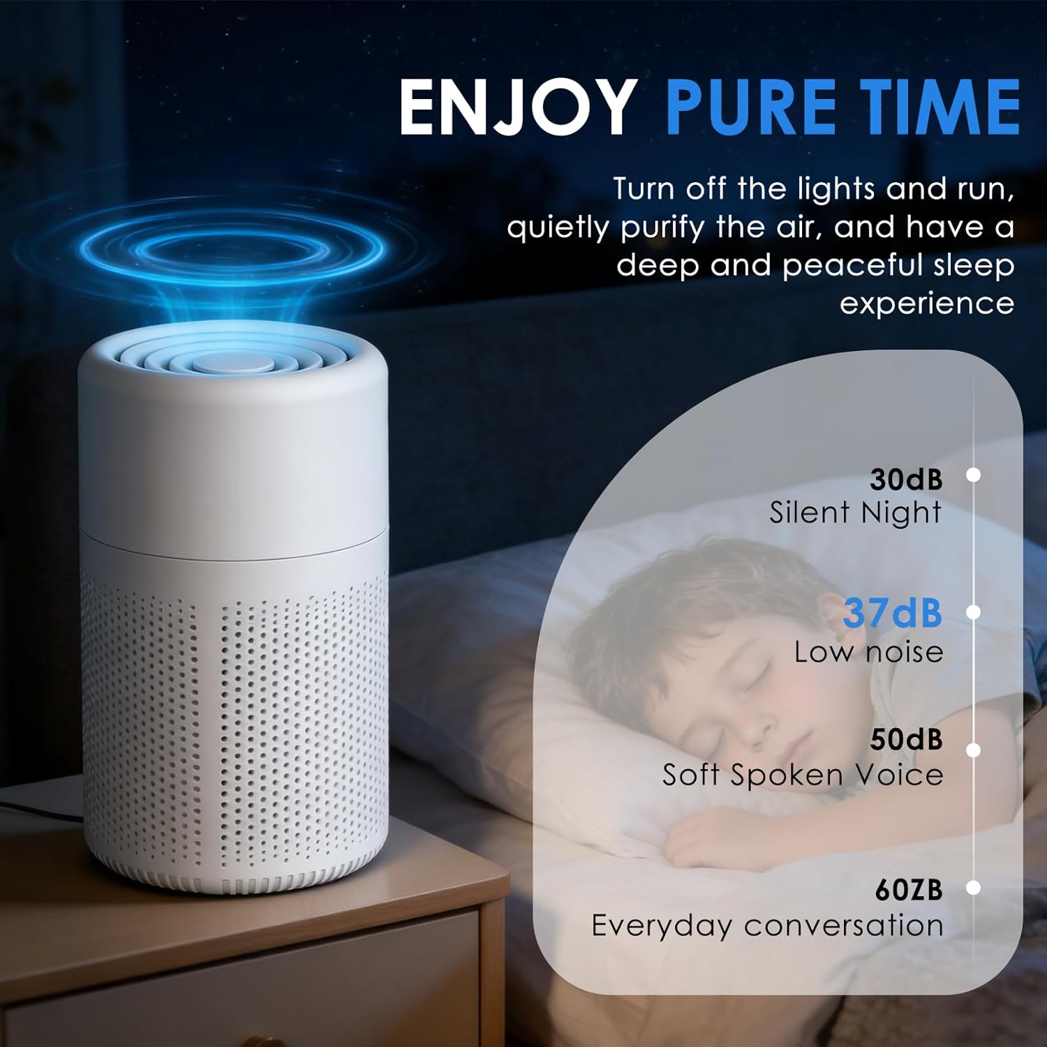 Luftreiniger mit Aktivkohlefilter & H13 HEPA Filter,37dB Ultra Leise Luftreiniger gegen Rauch & Haushaltsgerüche,Staub,Pollen und Tierhaare,Tragbar mit Aromatherapie,für Büro Schlafzimmer bis 20m² – Bild 5