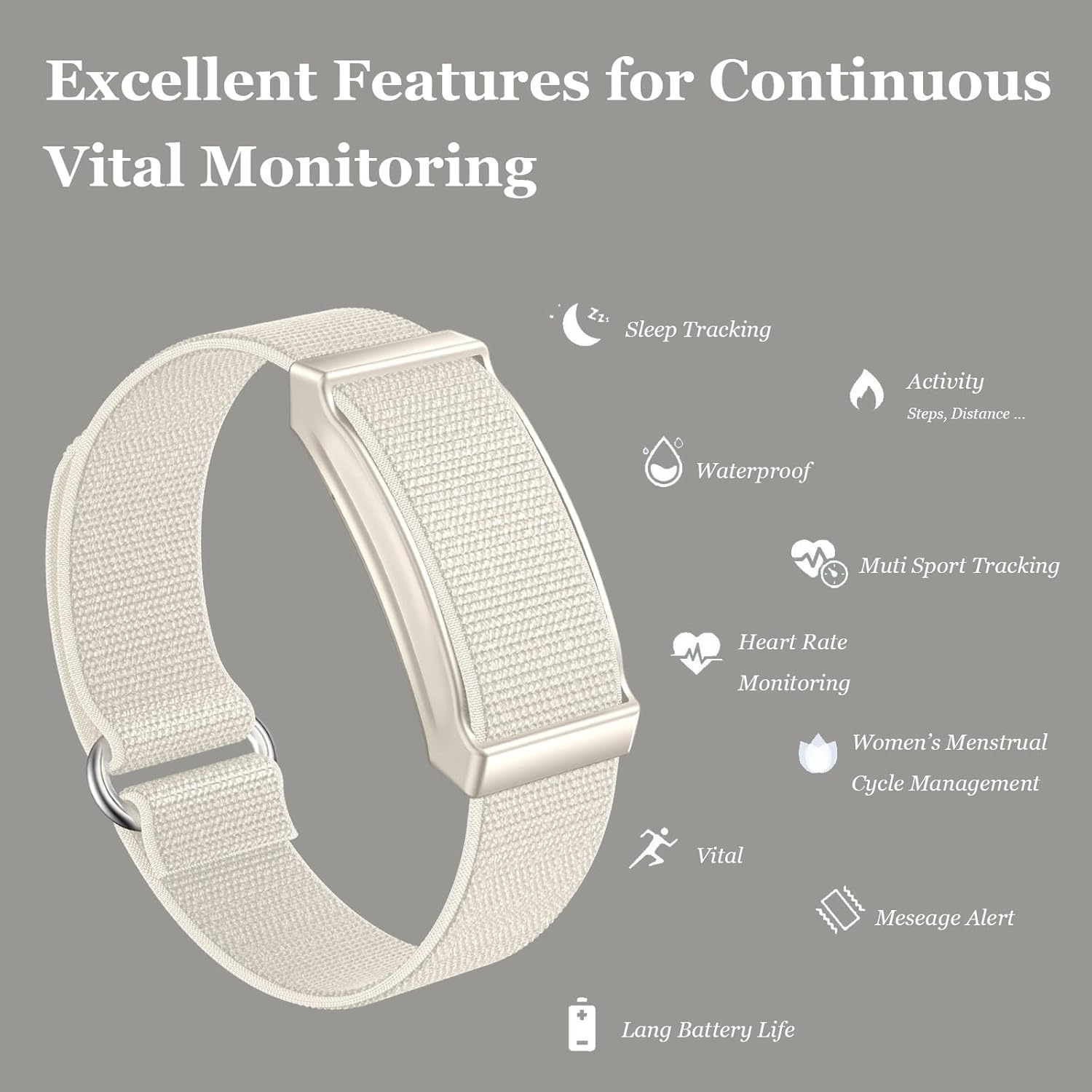 findtime Aktivitäts-Tracker, Fitness-Armband ohne Display, Schrittzähler, Schlaf-Monitor, Herzfrequenz-Monitor, Kalorien-Distanz-Tracking, Multisport-Modi, IP68, wasserdicht, leicht, 2 Armbänder, Weiß – Bild 7