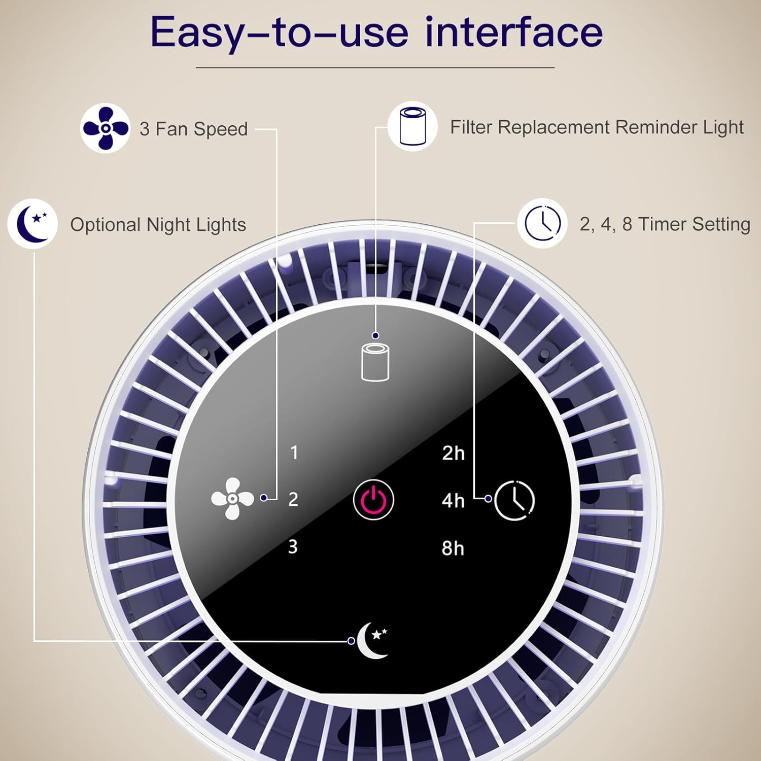 Aircillin Luftreiniger für Allergiker mit Aromatherapie, mit 4-stufigem H13 HEPA-Filter, 6 W Energieeinsparung, 23 dB, HEPA-Luftfilter gegen 99,97 % Schimmel, Staub, Pollen, Tierhaare und Gerüche (AP070B) – Bild 4