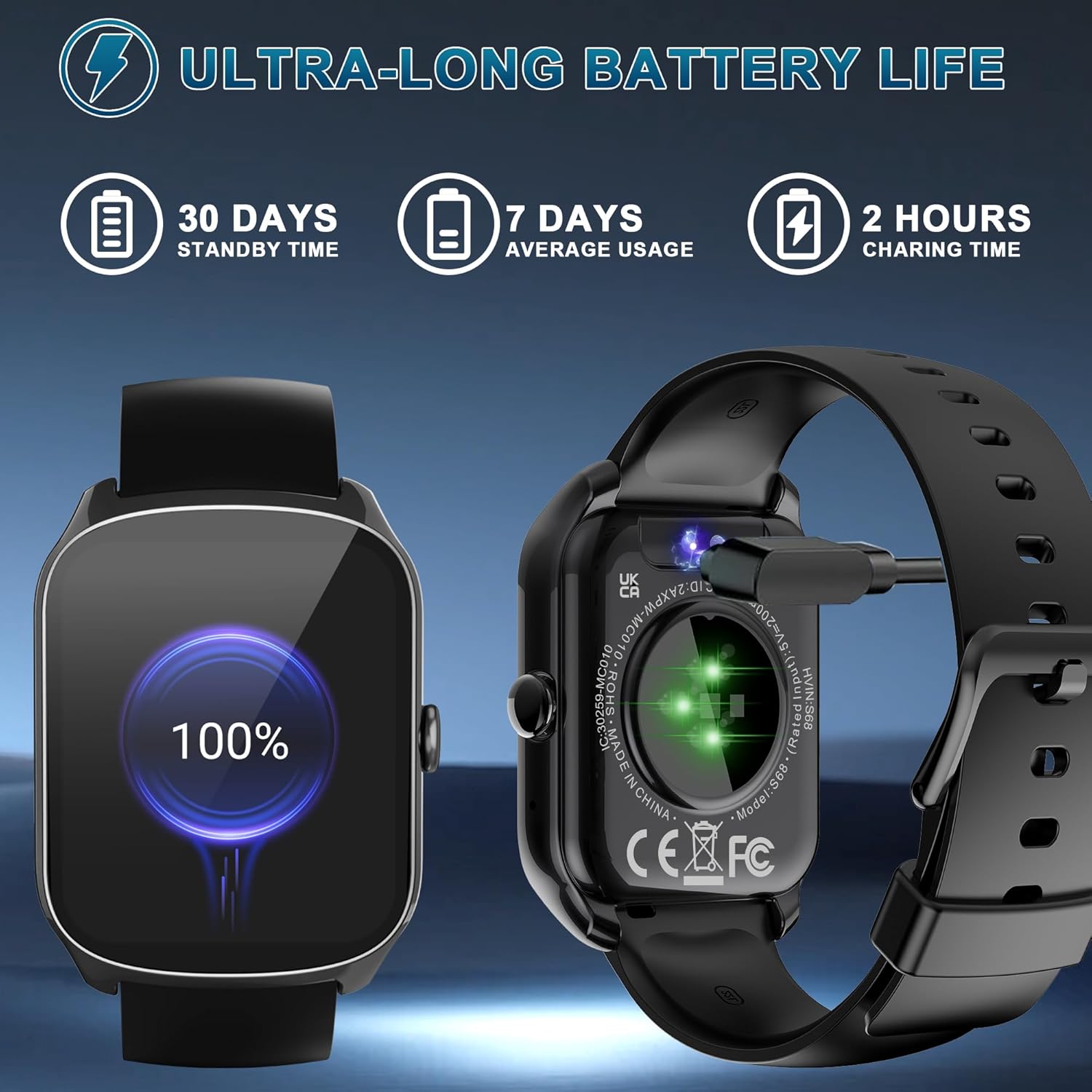 STECEi Smartwatch Herren Damen 1,95 Zoll Fitnessuhr mit Telefonfunktion, Smartwatch 100+ Sportmodi, IP68 wasserdicht, Fitness-Tracker mit Schrittzähler, Herzfrequenzmesser und Schlafmonitor für iOS und Android – Bild 6