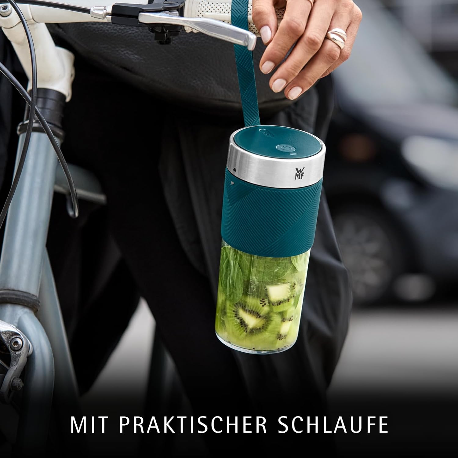 WMF Küchenminis Mix on the Go 300 ml, Mini-Mixer to Go, USB-Mixer Smoothie Maker, wiederaufladbarer persönlicher Mixer, tragbarer Mixer für Smoothies, Shakes, Petrolblau – Bild 4