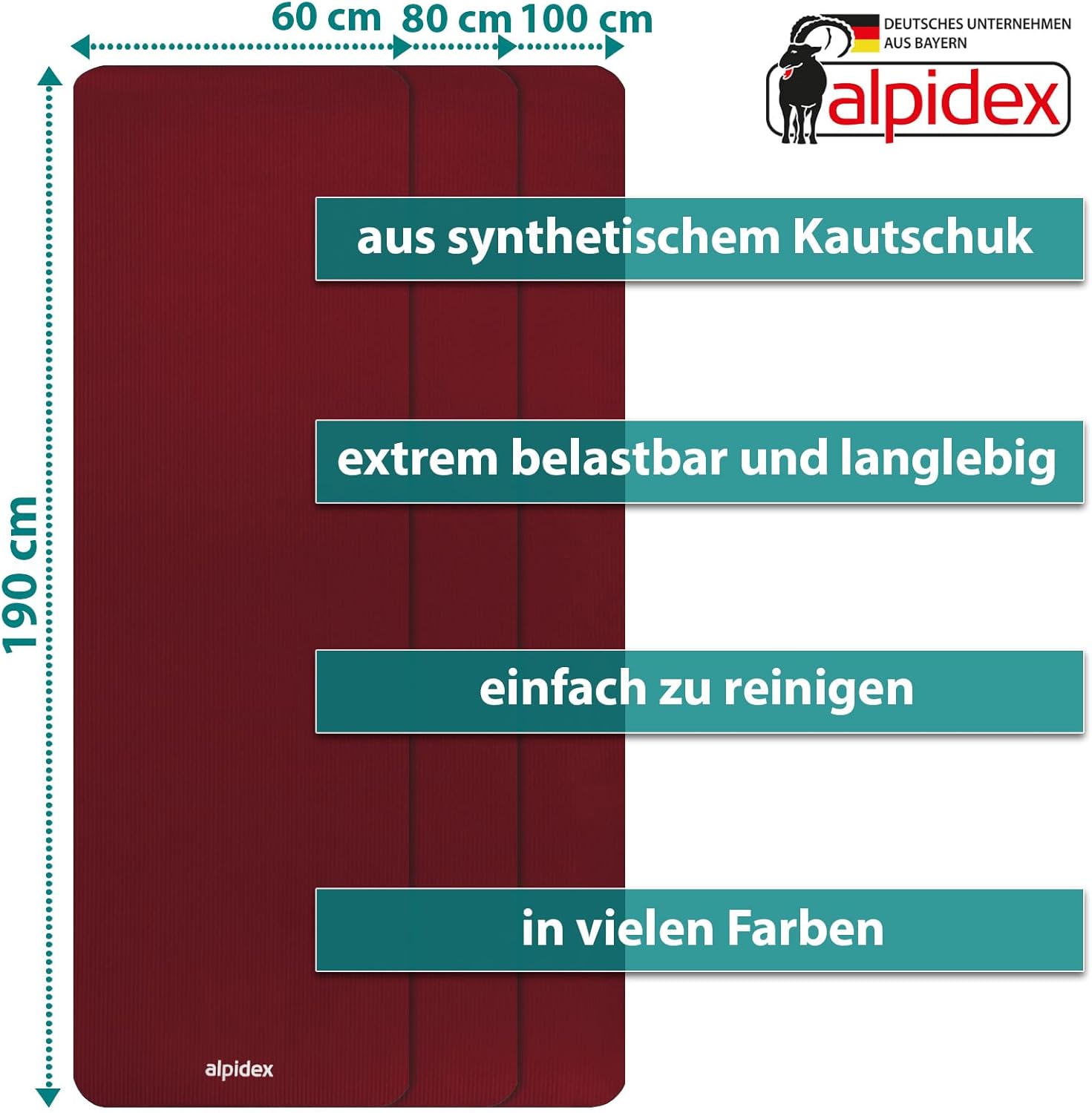 ALPIDEX Yogamatte extra dick 1,5 cm, Gymnastikmatte, 3 Größen, E-Book, rutschfest, phthalatfrei, Fitnessmatte, Gymnastik, Pilates, Sport, Physio, HIIT, Yoga, Trainingsmatte, Schlafmatte – Bild 4