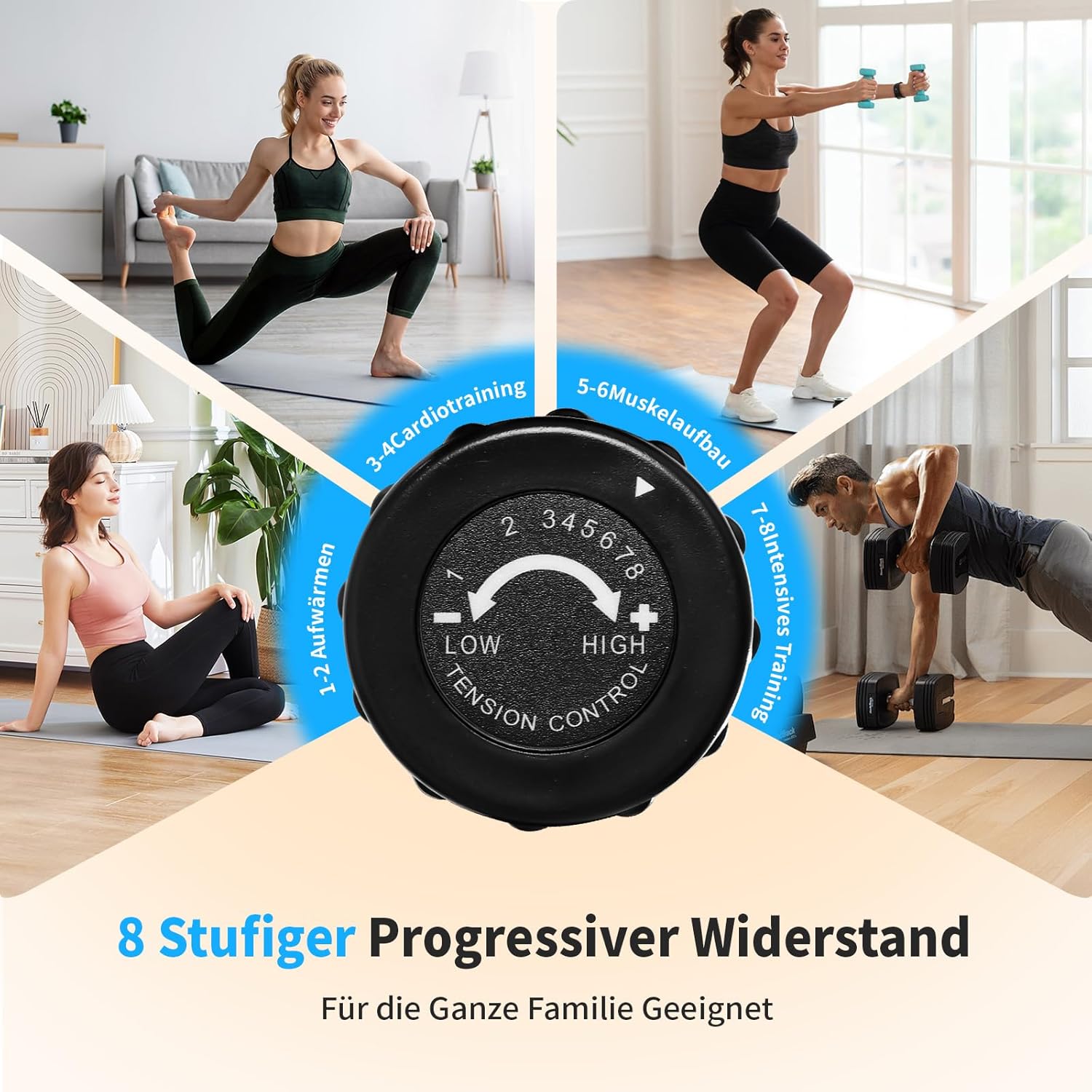 ISE Ergometer Heimtrainer mit Magnetbremssystem, Transporträdern, Pulssensoren und LCD-Display, 8 einstellbare Widerstandsstufen – Bild 3