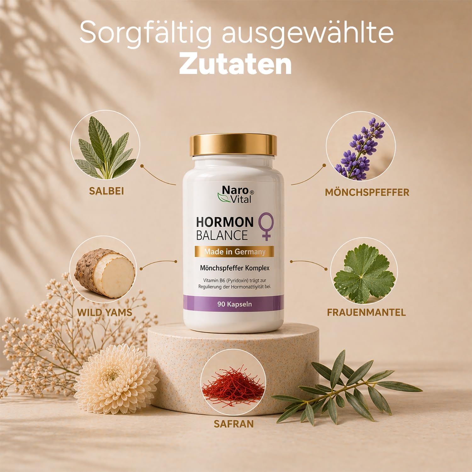 Hormone Balance Frauenkomplex mit Mönchspfeffer hochdosiert, Myo-Inositol & Yamswurzel für Zyklus, PMS, PCO, Wechseljahre Wechseljahre, 90 vegane Kapseln mit Agnus Castus – Bild 5