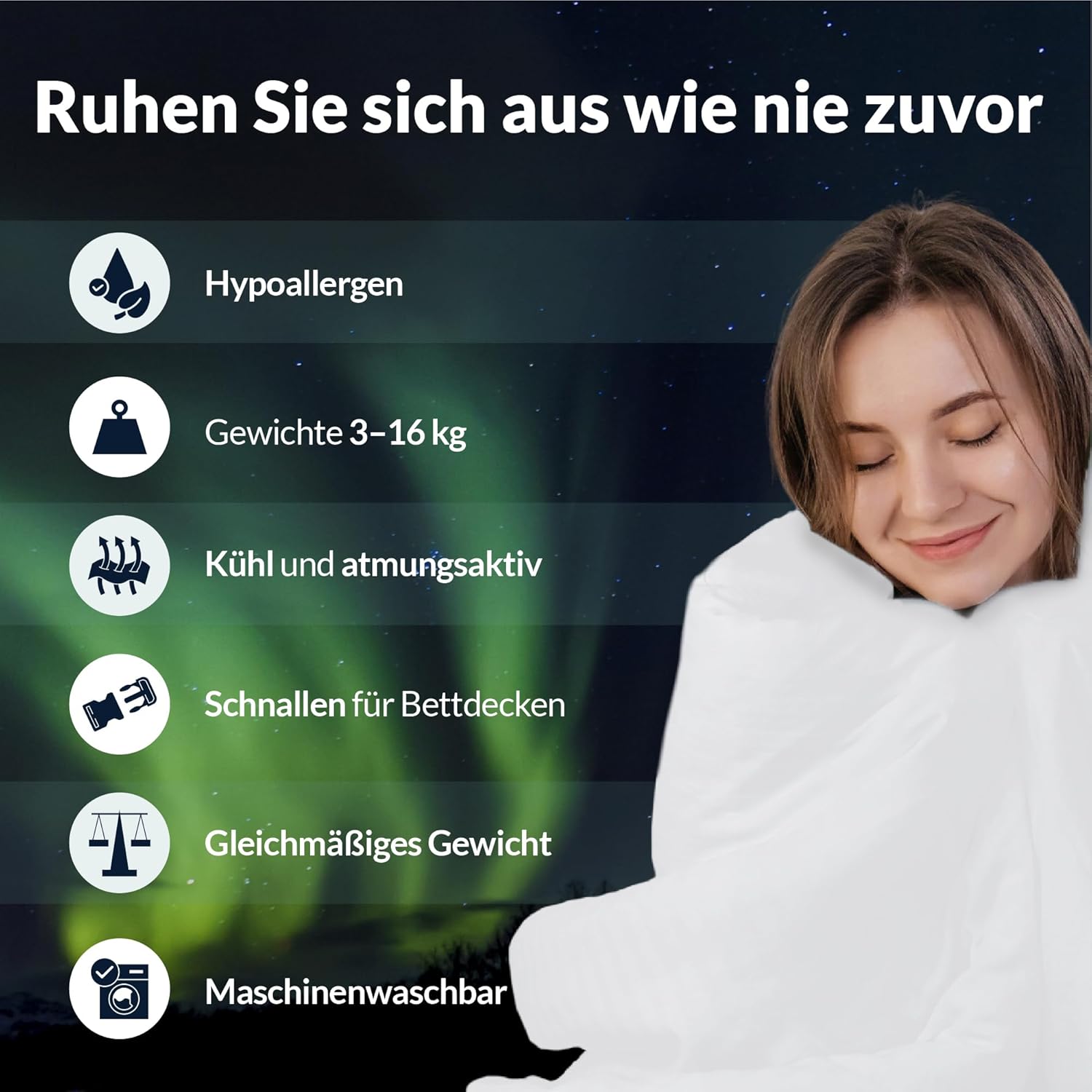 Polar Night Gewichtsdecke für Erwachsene 135 x 200 cm, 7 kg – Gewichtsdecke für Tiefschlaf, schwere Decke, Therapiedecke aus 100 % Baumwolle, Entspannungsdecke Öko-Tex 100 Standard-Bettdecke – Bild 5