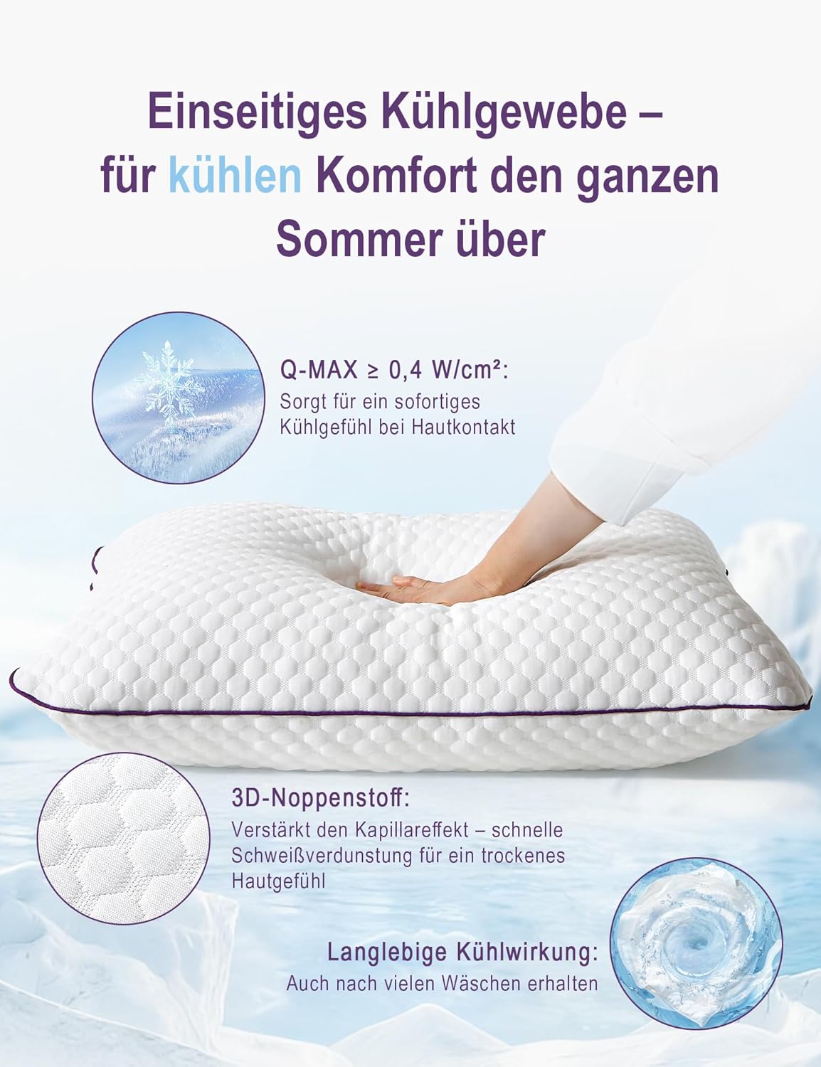 1 x Kissen 40 x 80 cm – ergonomisches Memory-Schaum-Kissen, höhenverstellbar mit Reißverschluss für alle Schlafpositionen und ganzjährige Nutzung – Bild 6