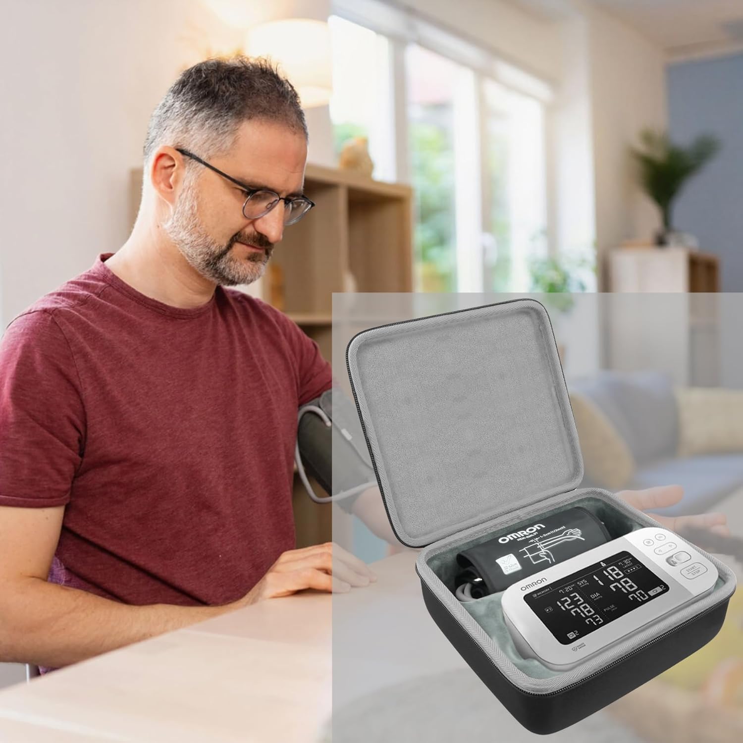 co2CREA Harte Reisetasche für Omron X7 Smart / M7 Intelli IT HEM-7361T-EBK/OMRON 10 Series BP7450 BP7455 BP5350 BP5450 / M6 HEM-7360-E Nur Tasche für Oberarm-Blutdruckmessgerät – Bild 9