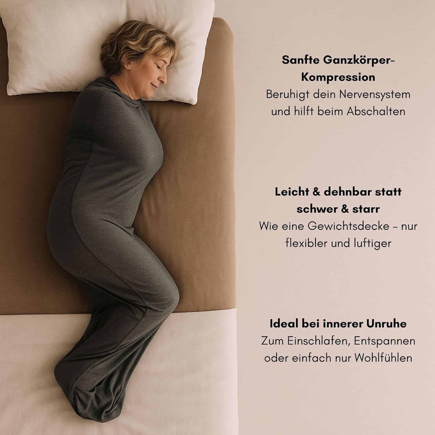 Rivello Somnia Schlafdecke – sanfte Kompression wie eine Umarmung | Ultraleicht und atmungsaktiv | Alternative zur Gewichtsdecke | Für Erwachsene und Kinder | 4 Größen (S - 145 cm) – Bild 4