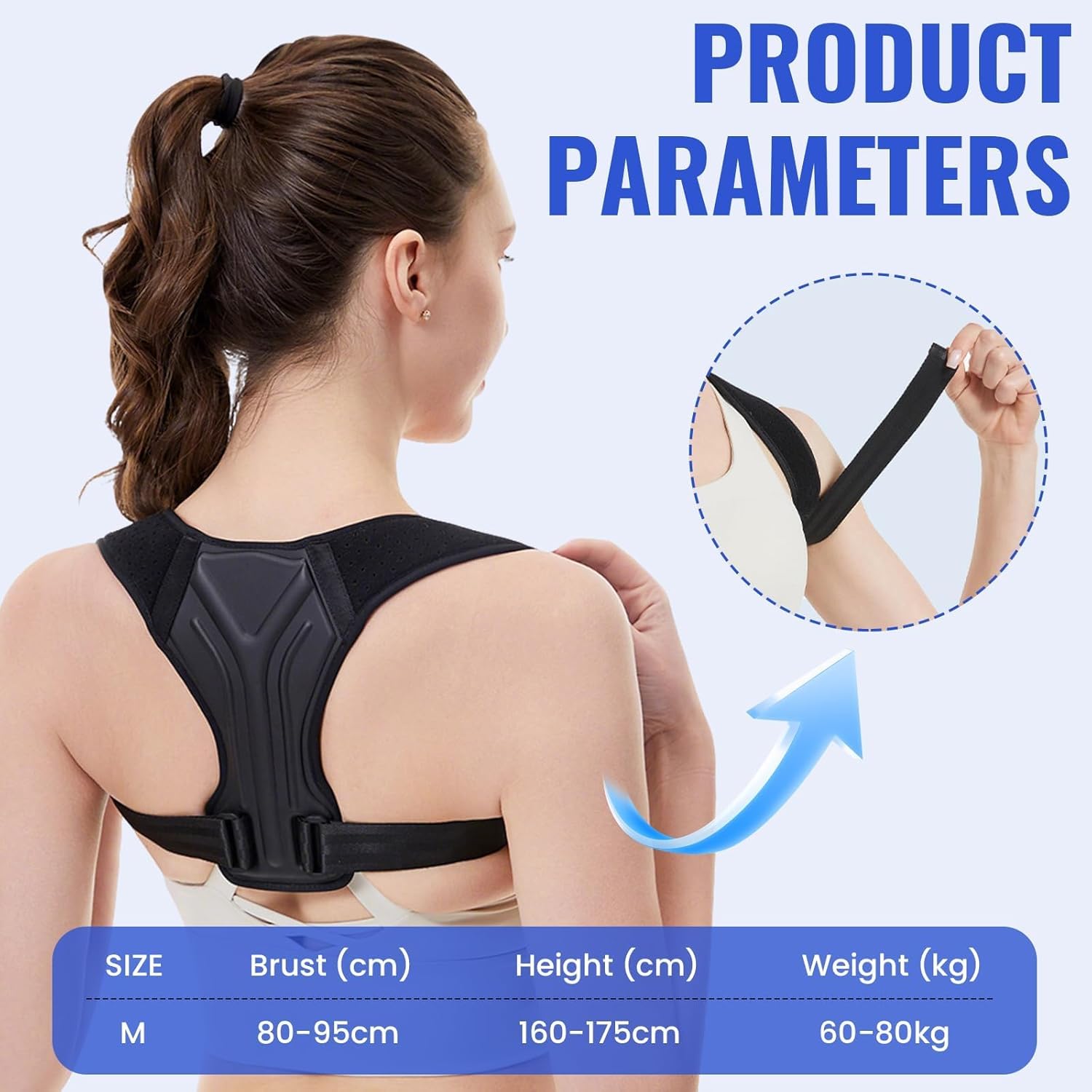 Rücken Geradehalter,Rückenstützgürtel,Haltungskorrektur Rücken Damen,Posture Corrector Men,Haltungstrainer,Unisex(80-95cm) – Bild 7