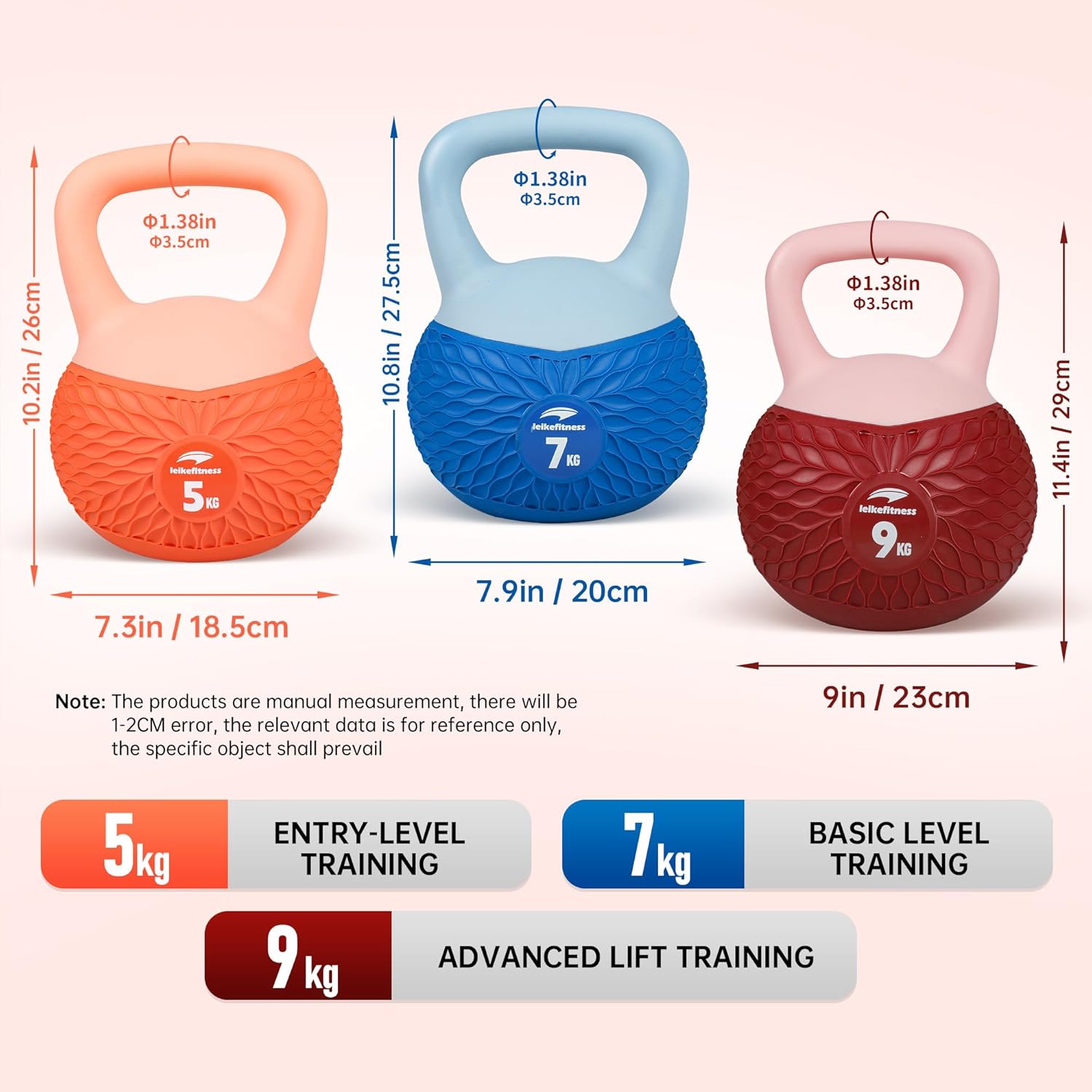 Leikefitness Soft Kettlebells, rutschfester Griff, Gewicht für Damen und Herren, gepolstert, schlagfest, Krafttraining, Kettlebell, Heimtraining – Bild 6
