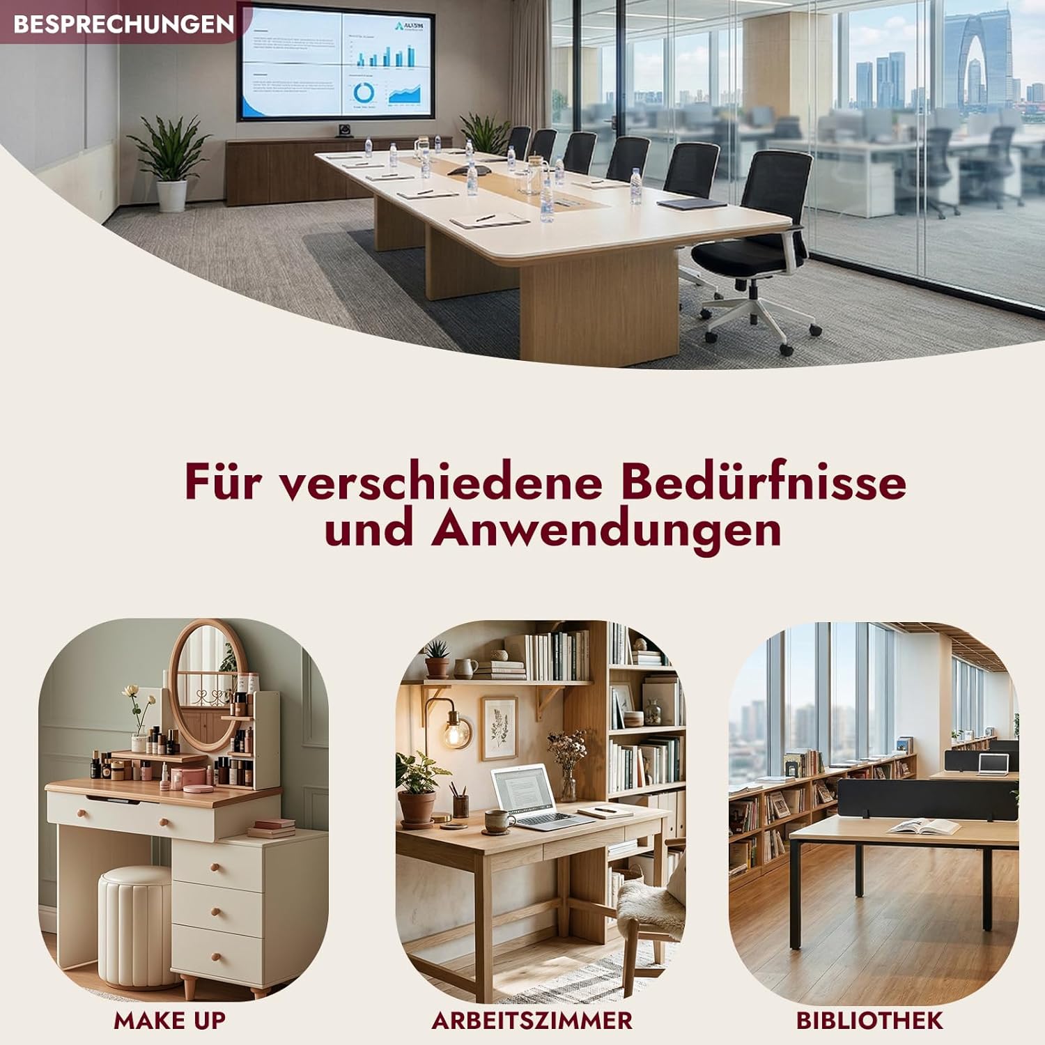 Bürostuhl, Schreibtischstuhl, Heimbürostuhl, Schminktischstuhl – Sherpa- und Cordstoff, ergonomisch mit Armlehnen, höhenverstellbar, 360° drehbar, leise Räder, breiter Sitz, stabil – Bild 6