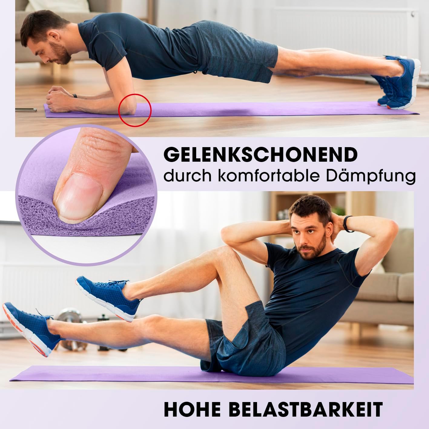#DoYourFitness Yogamatte rutschfest. Für Anfänger und Fortgeschrittene. Dicke von 0,8 cm bis 2 cm. Gelenkschonende Gymnastikmatte. 183 cm x 61 cm oder XXL 190 cm x 100 cm (geeignet für drinnen/außen) – Bild 4