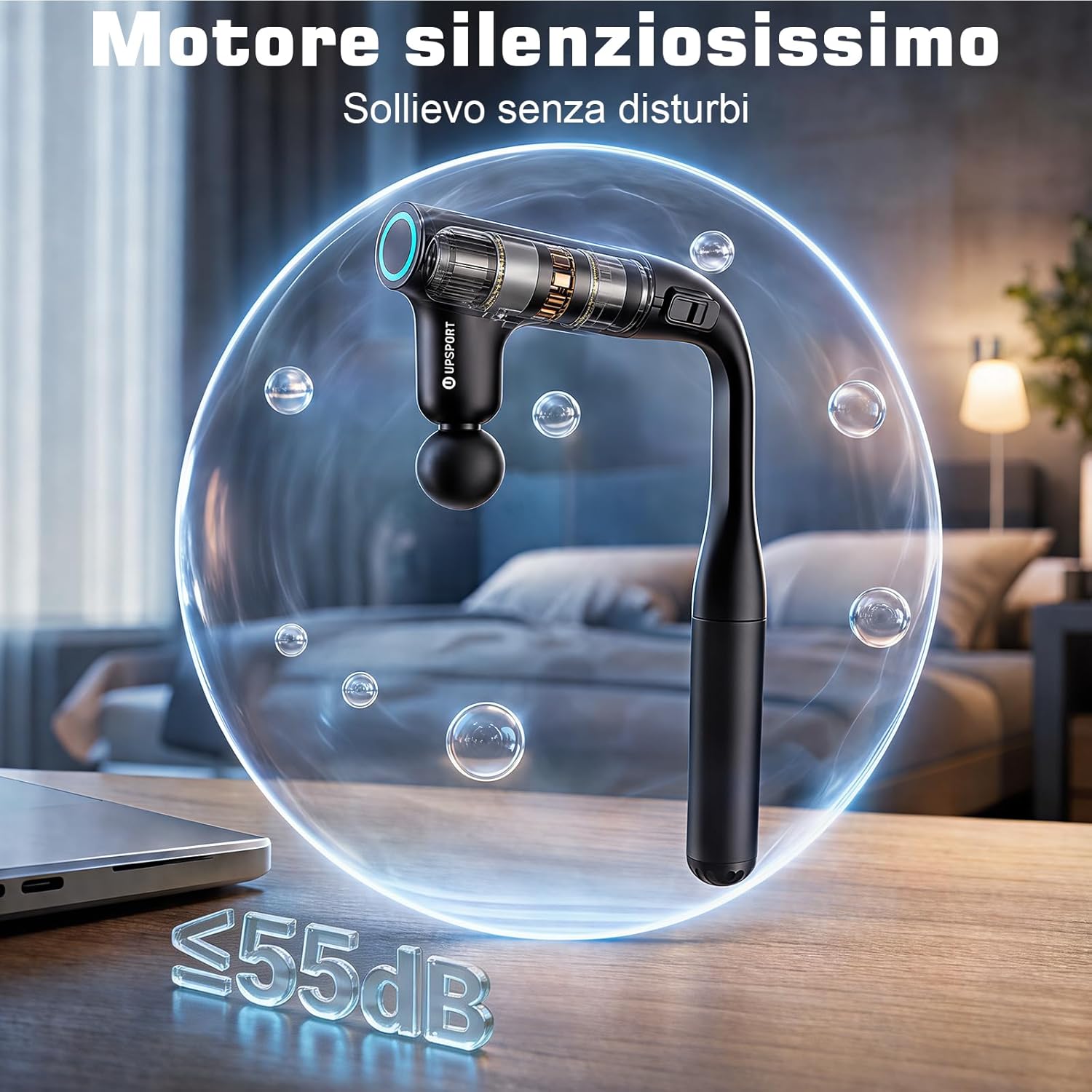 Vatertagsgeschenk:50cm Massagepistole Rücken für Volle Reichweite&Deep Tissue Massagegerät gegen Verspannungen,3-Stufiges Gehäuse,7kg Kraft Turbo-Perkussion,4 Köpfe,Leise,USB-C Schnelllade – Bild 8