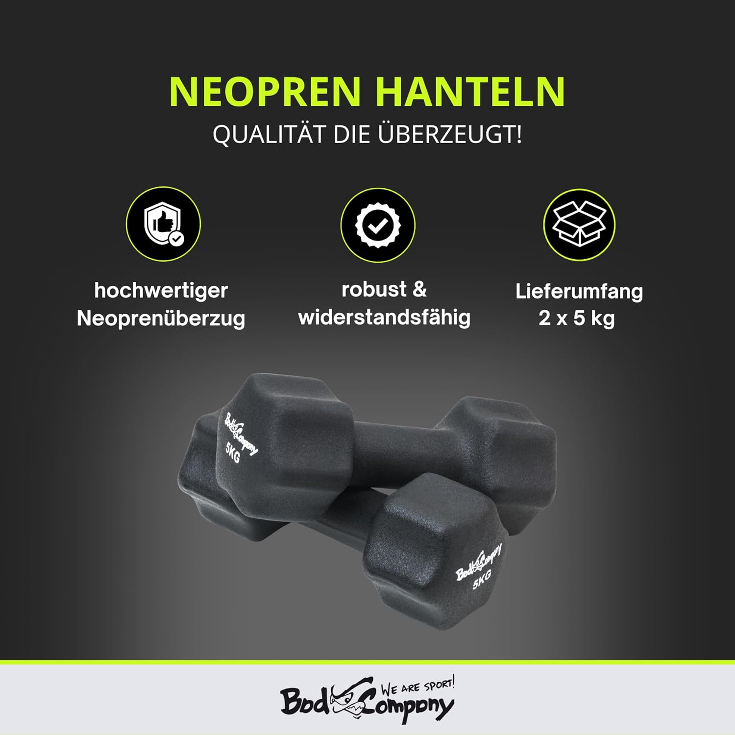 Bad Company Neopren-Hanteln 0,5 kg bis 5 kg farbig I kleine Hantel gummiert für Fitness Gymnastik Aerobic Home Gym Hanteln für Damen Herren I Hanteln – Bild 4